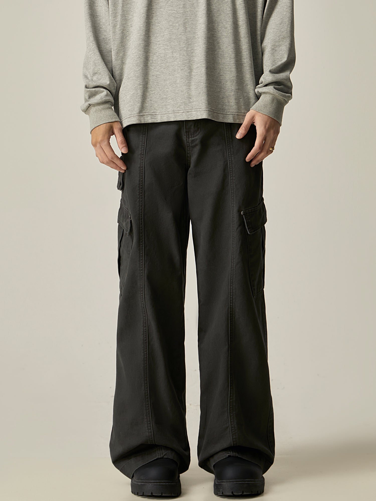 Black Wide Leg Cargo Pants