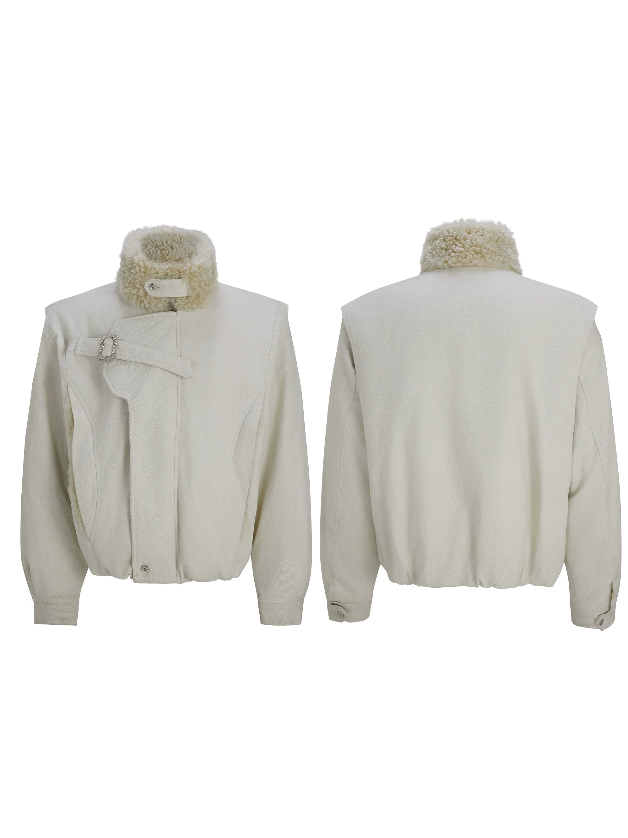 Buckle Neck Sherpa Collar Jackets