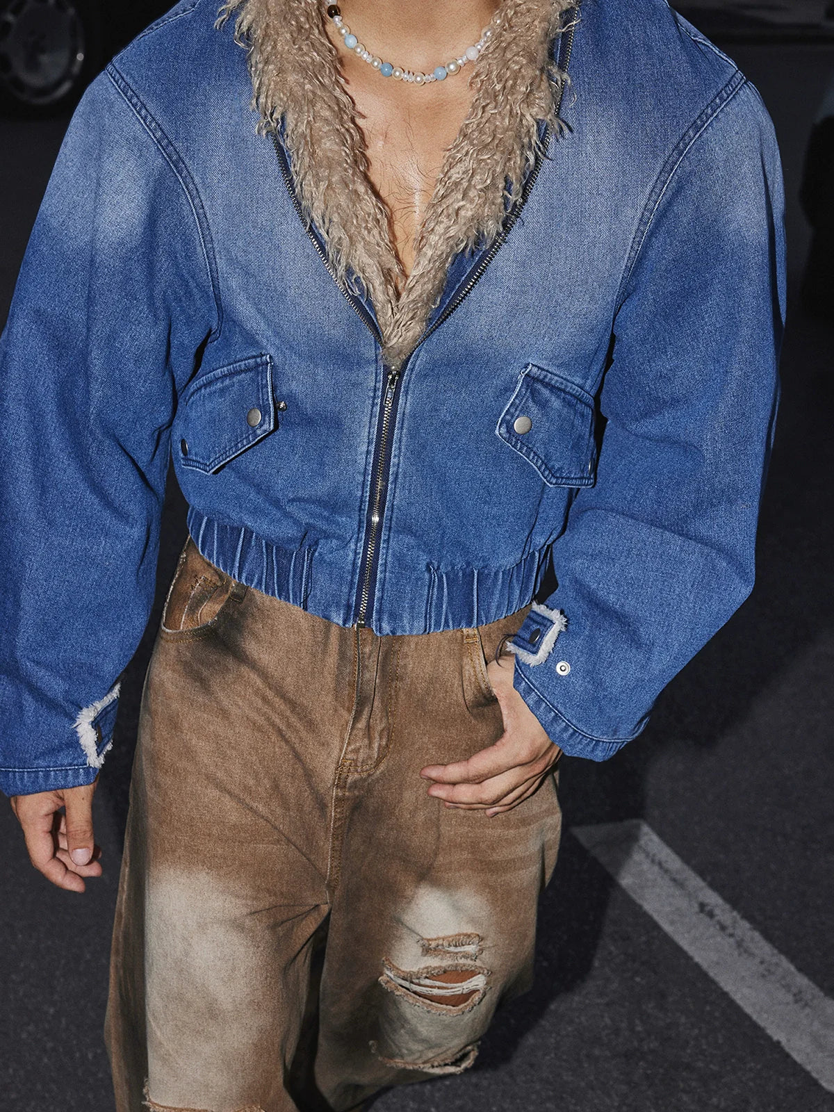 Frosted Rebel Shearling Denim Jacket