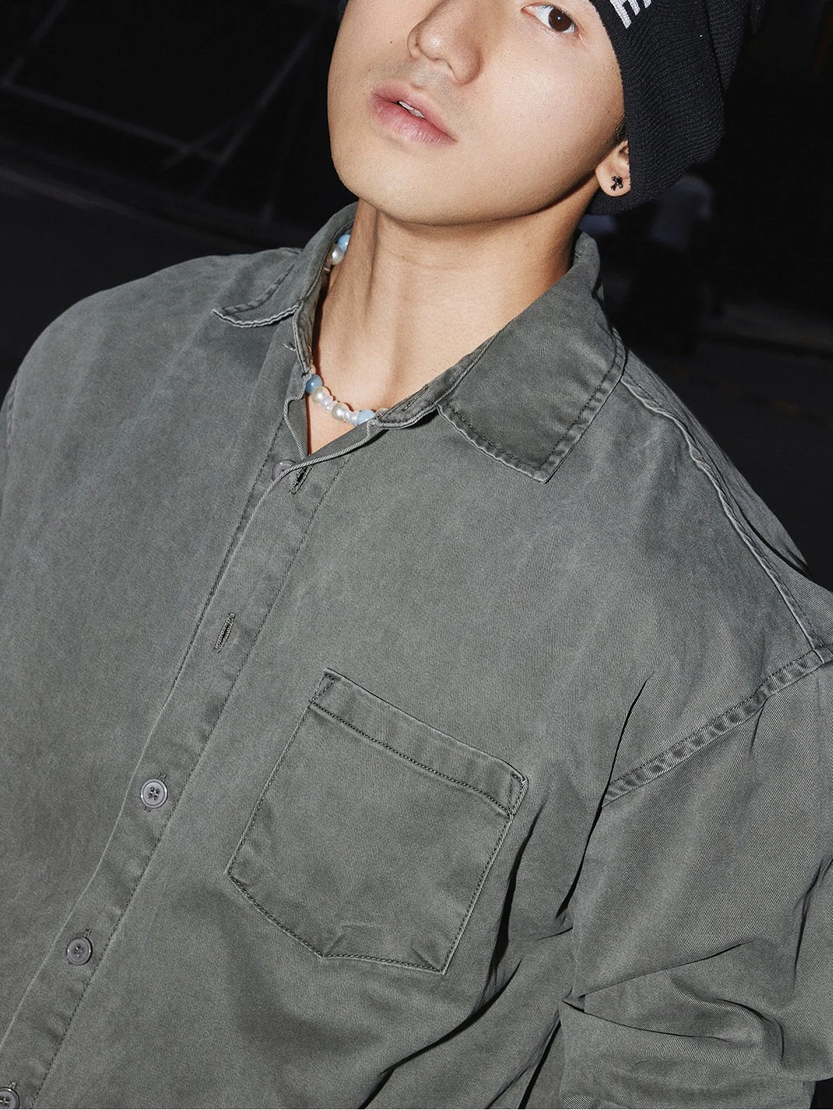 Washed Oversized Button-Up Long Sleeve Shirt