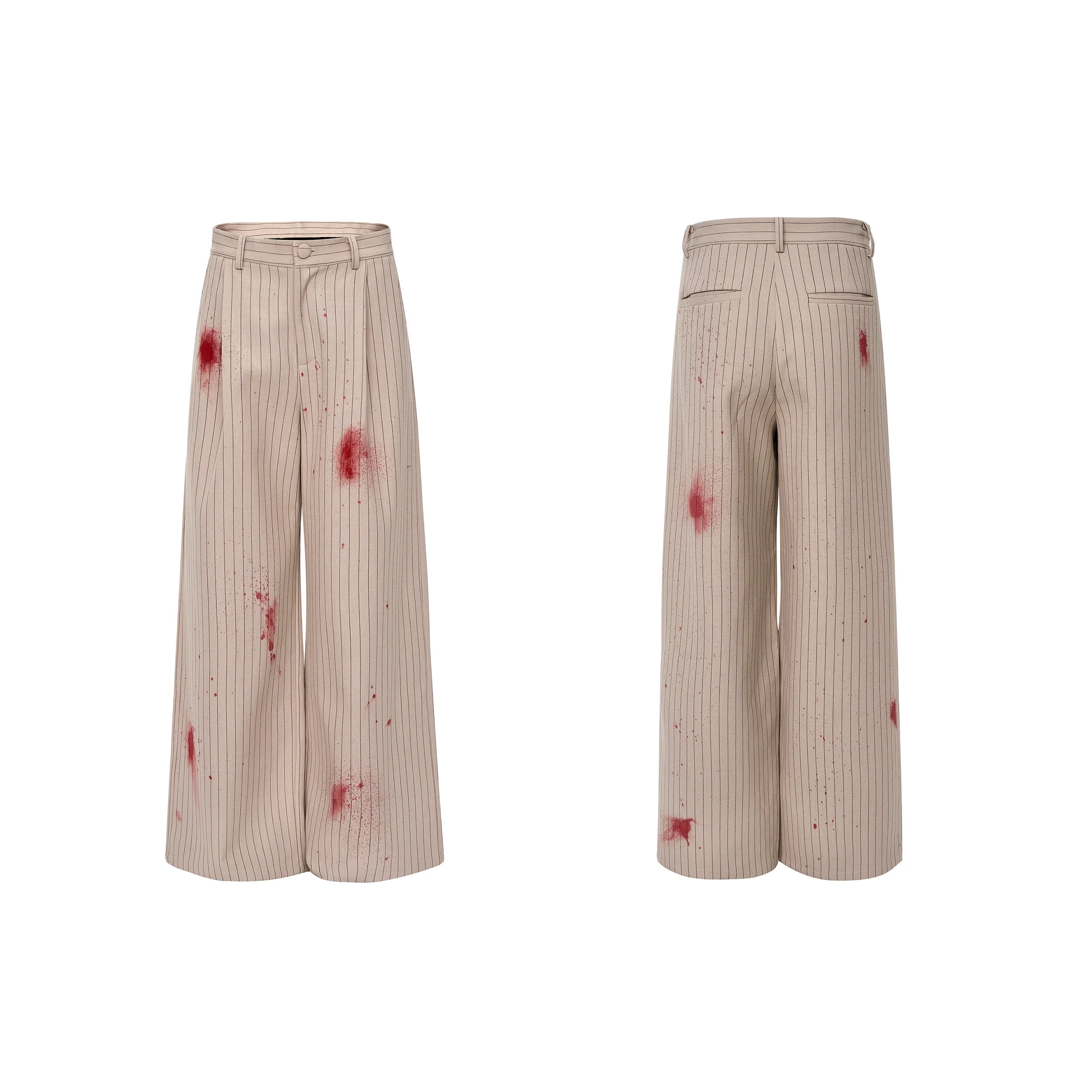 Red Paint Splatter Pinstripe Jacket and Pants Setup