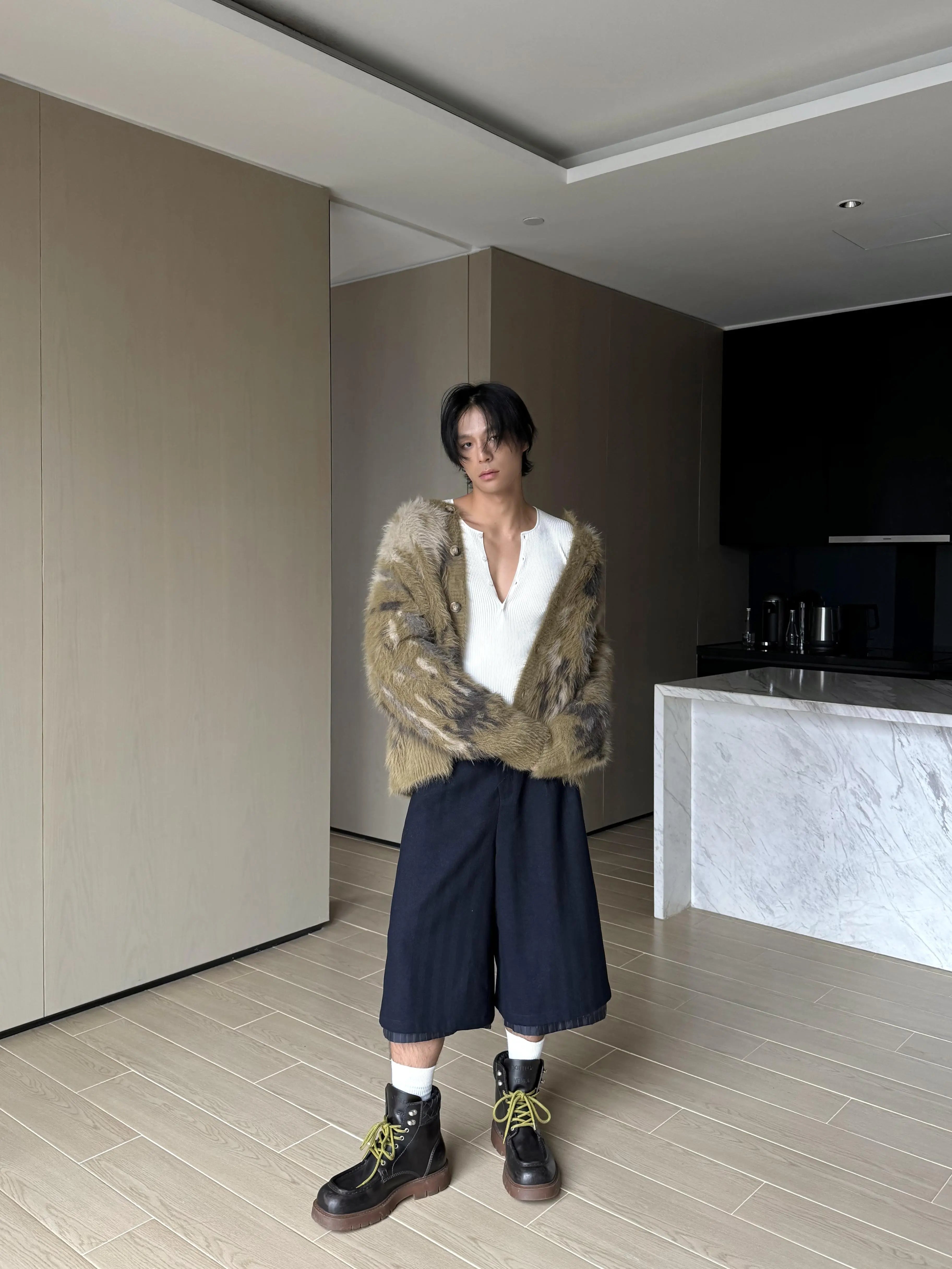 Ruched V-Neck Wrap Sweater Top