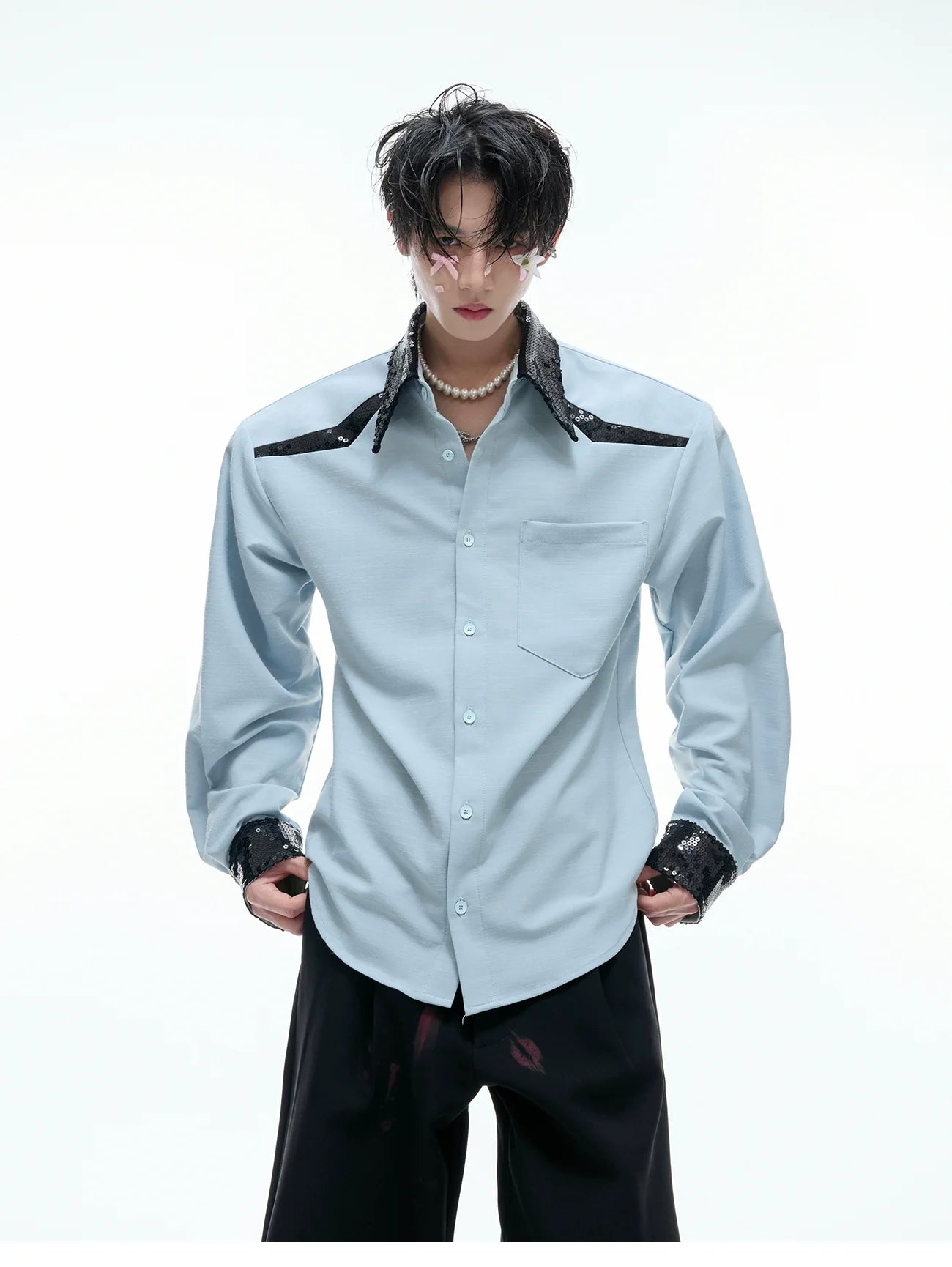 Sequin Trim Party Shirt