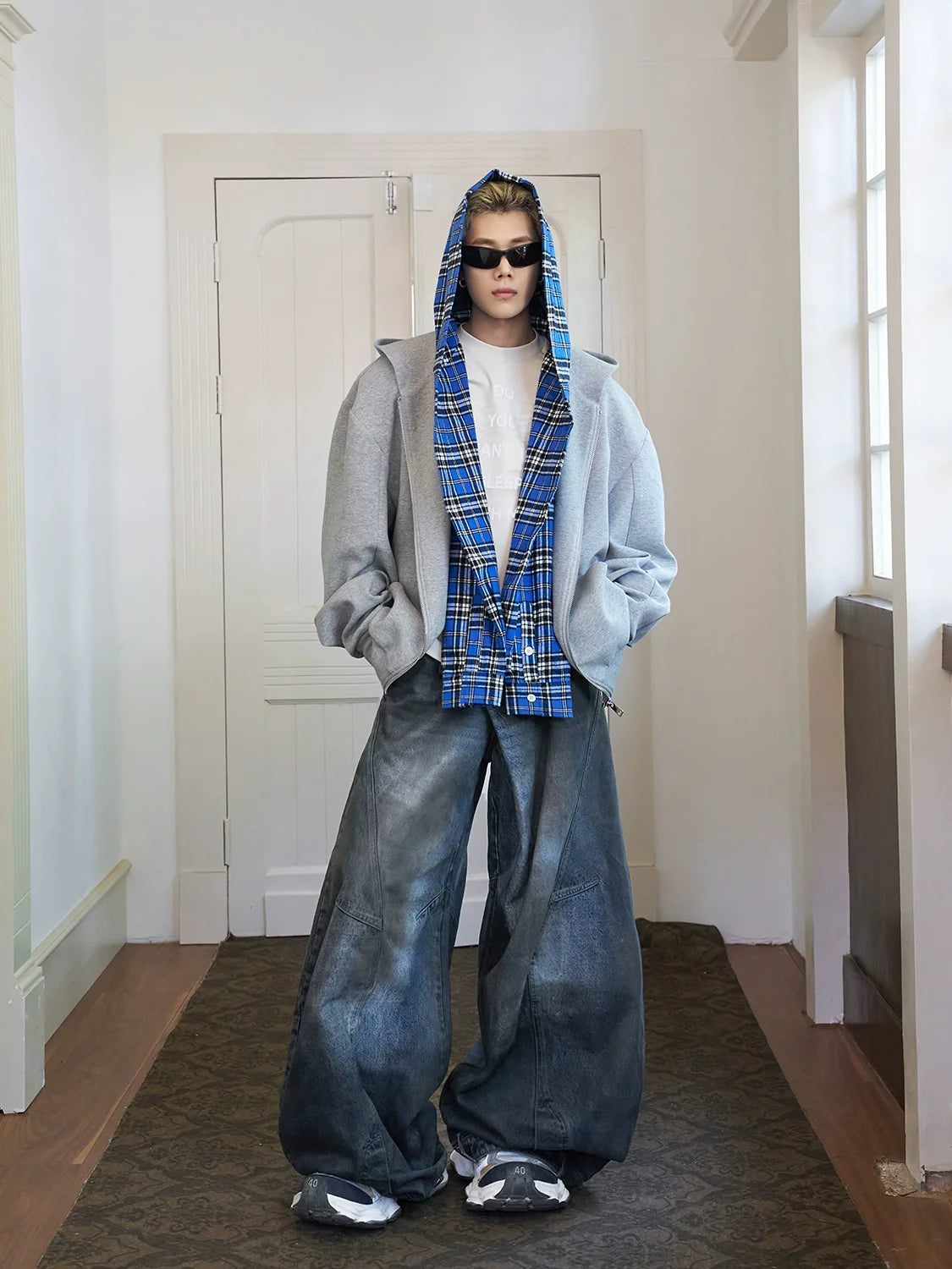 Plaid Lined Gray Hoodie Jacket