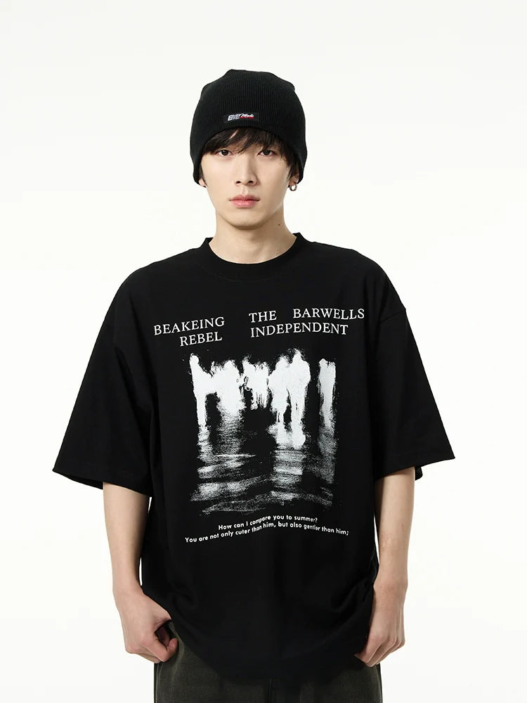 Oversized Crowd Graphic T-Shirt