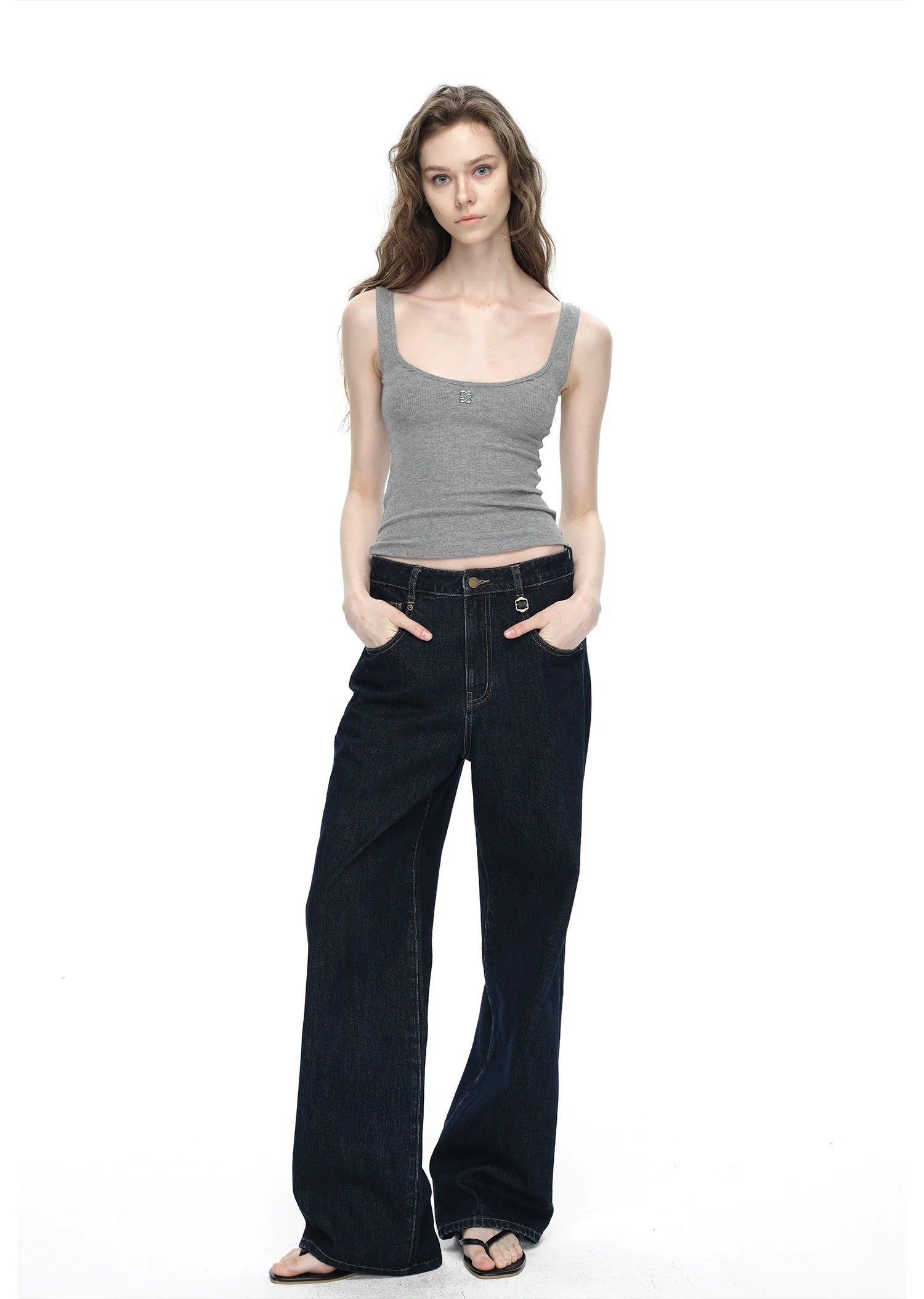Metallic Plunge Tank Top
