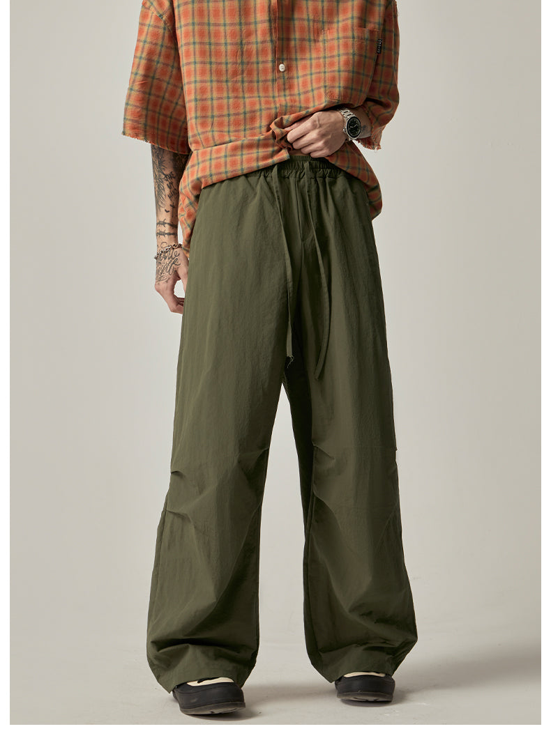 Grey Drawstring Loose Cargo Pants