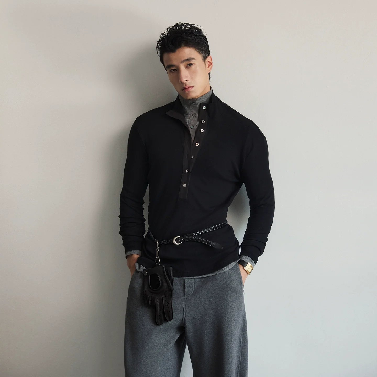 ShadowPlunge Contrast Placket Polo