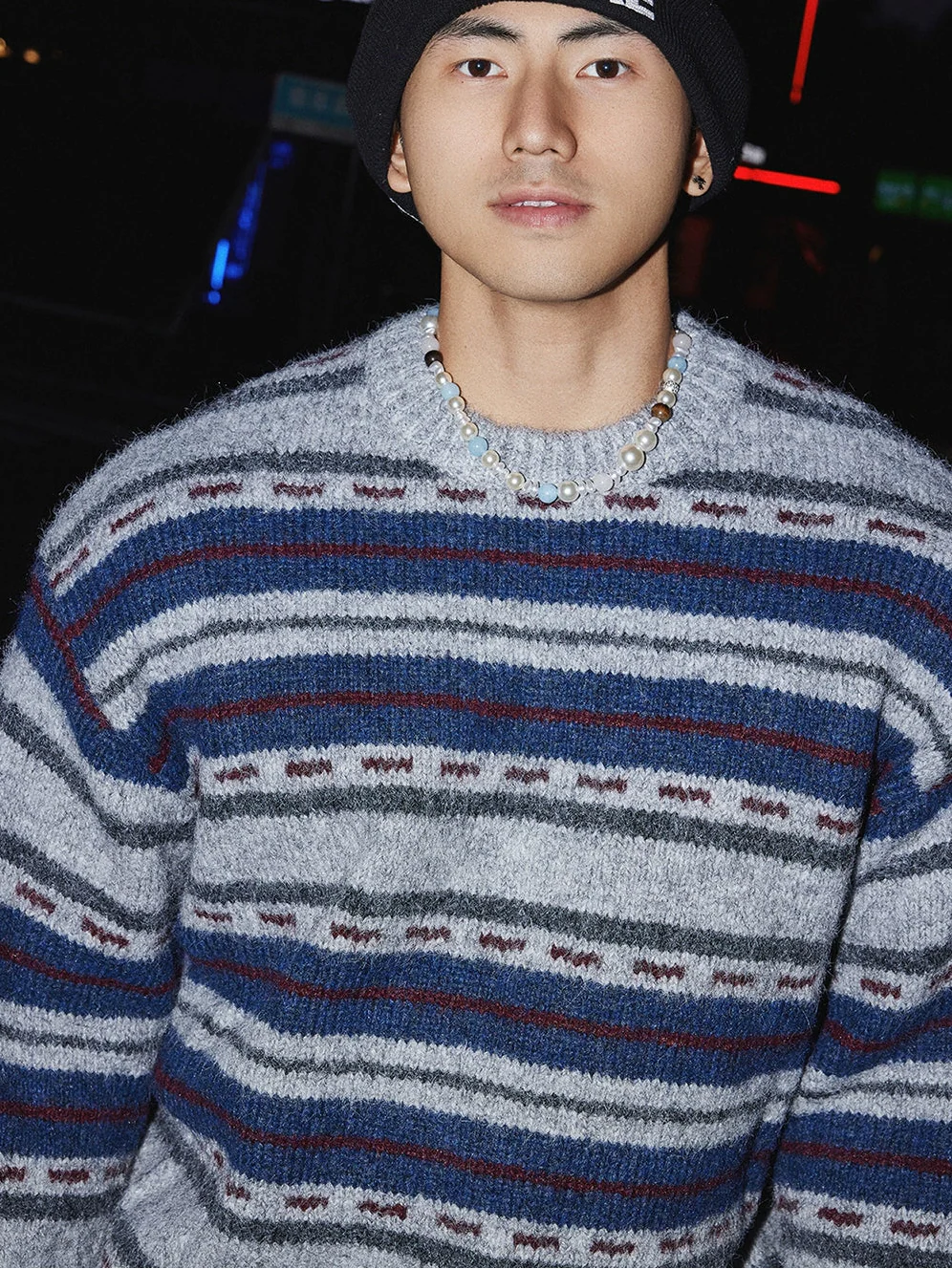 Frosted Tundra Stripe Knit Sweater