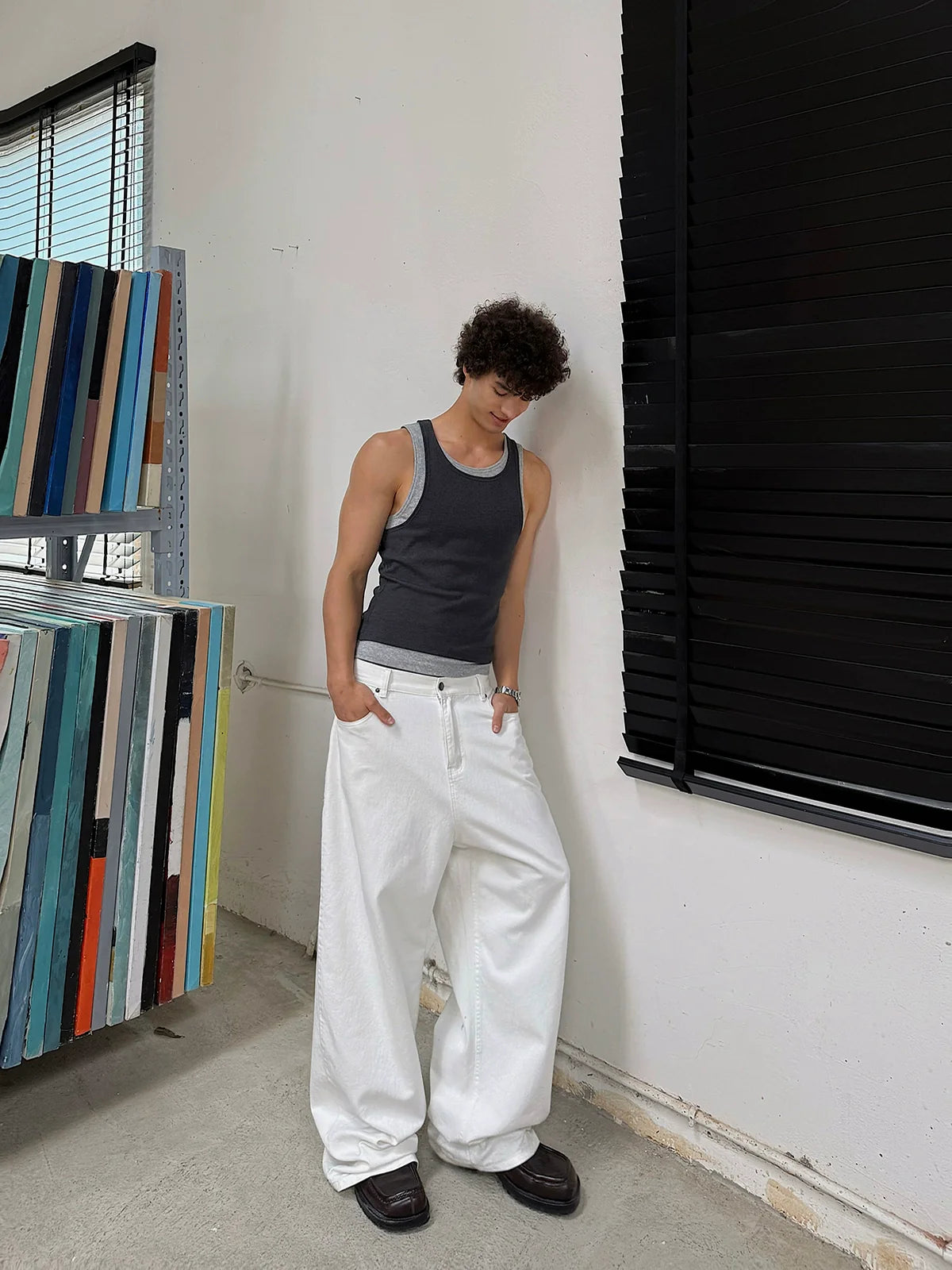 Grey/White Purple Two Piece Tank Top