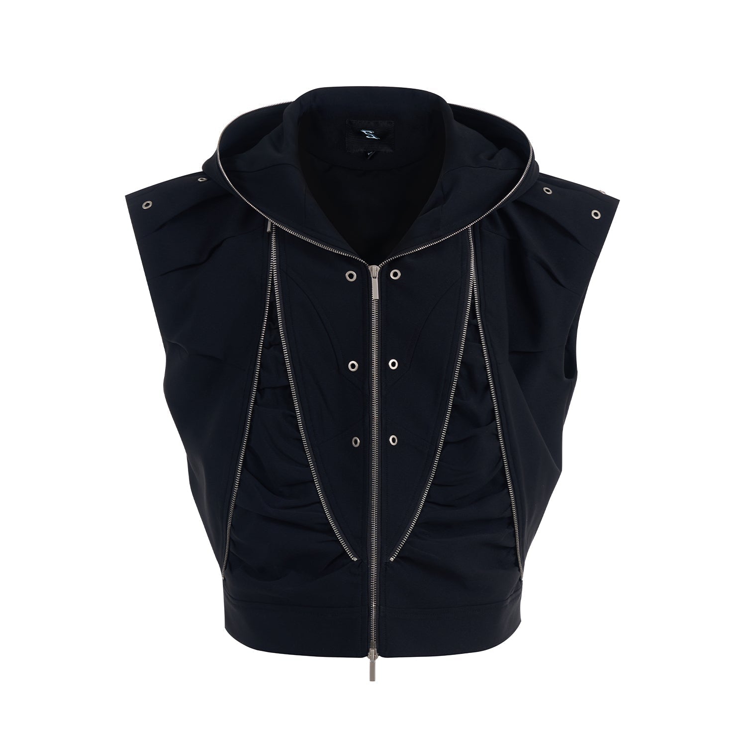 Black Zip-Detail Fighter Jacket and Zipper Pants Setup