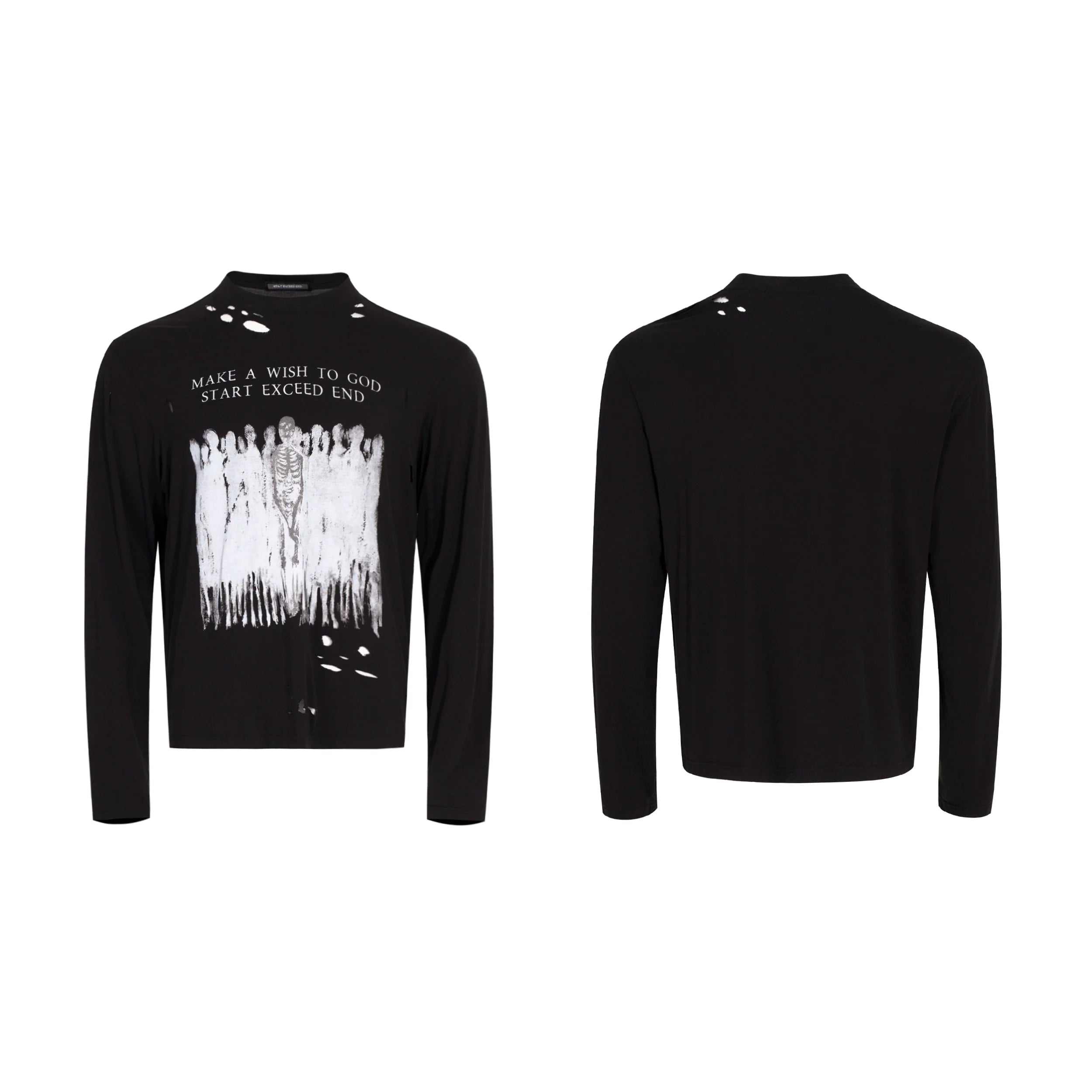 Distressed Graphic Skeleton Long Sleeve