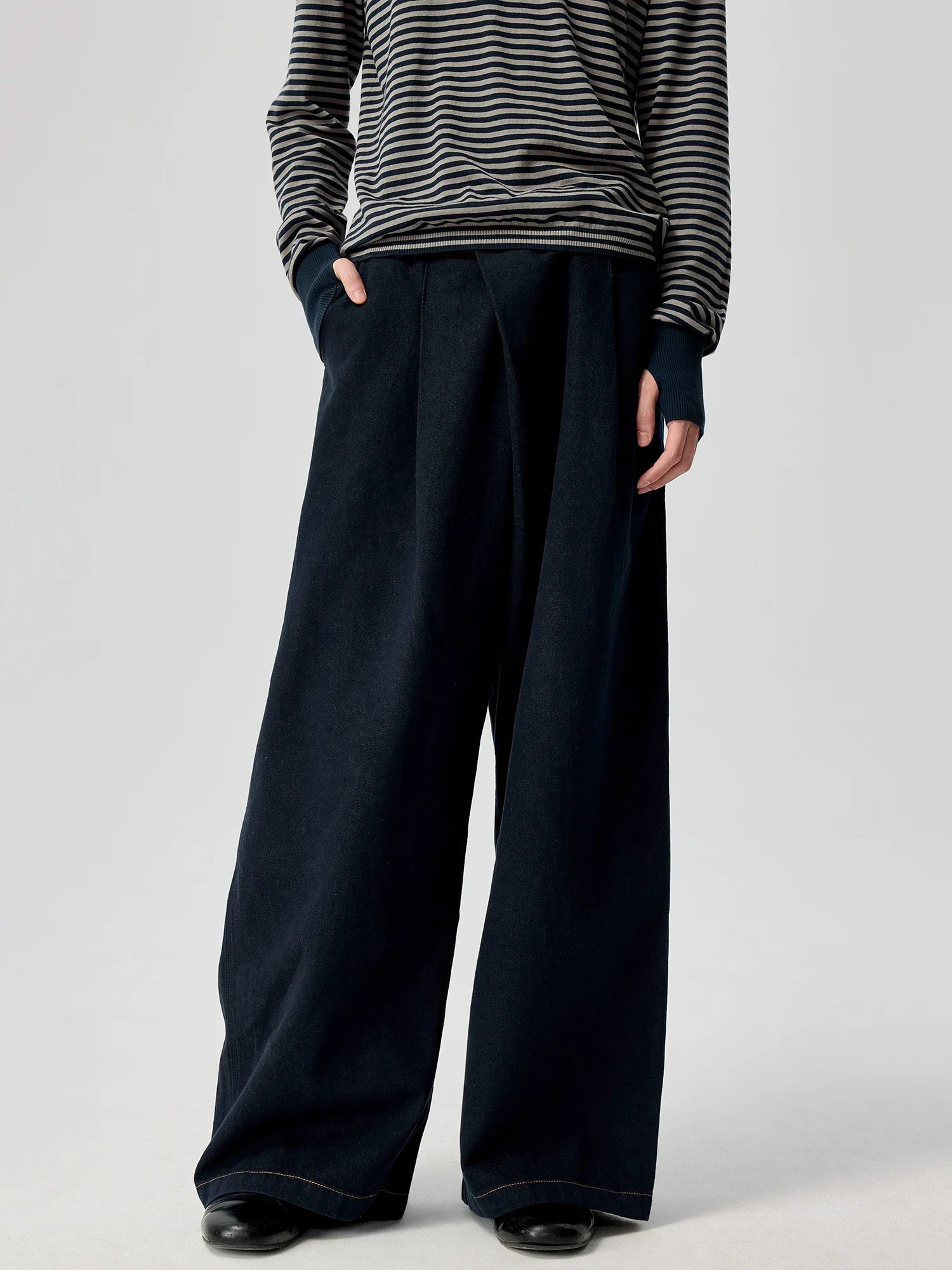 Deep Blue Wide Leg Denim Pants