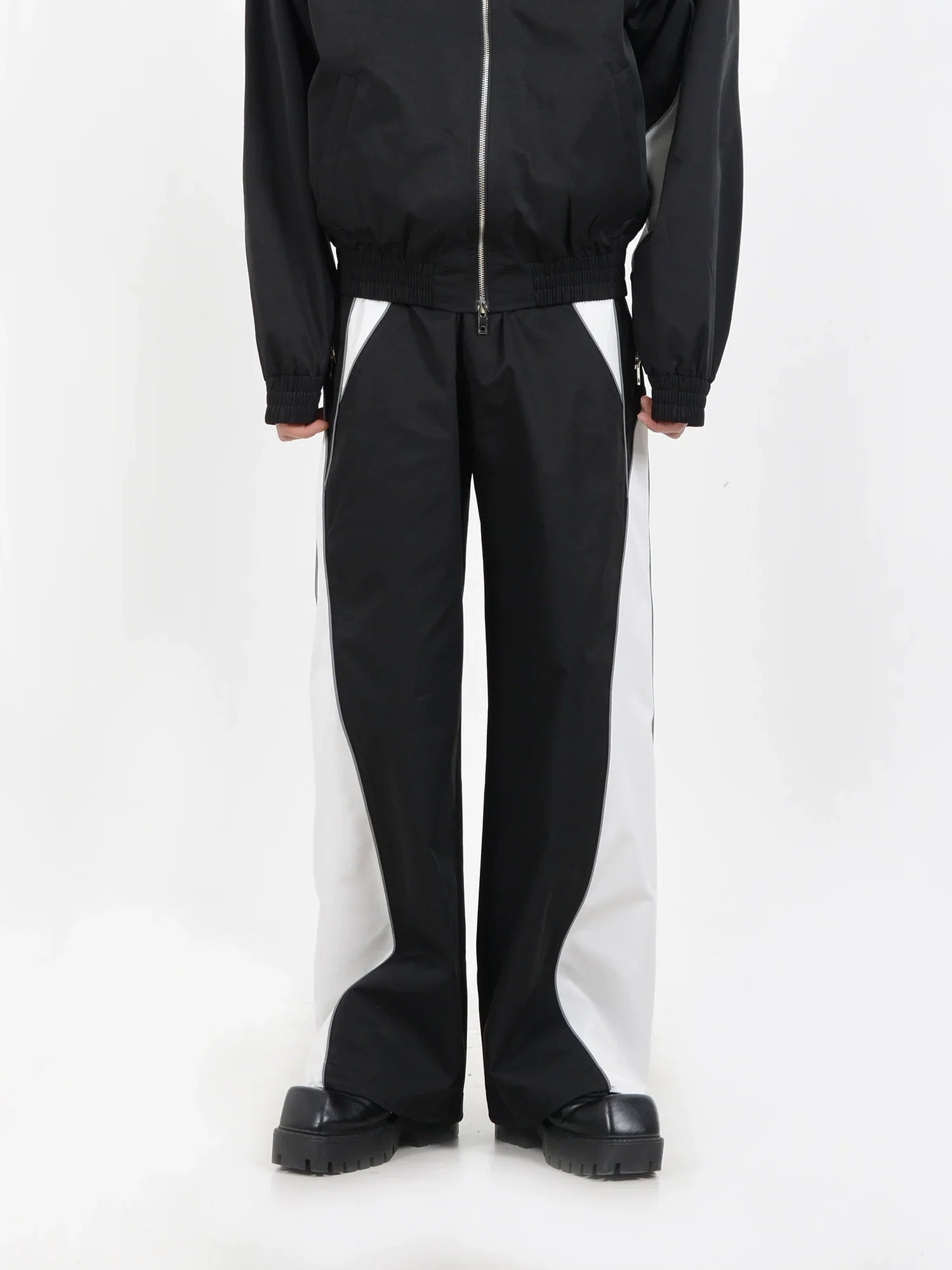 Sporty Jacket and Wide-Leg Track Pants