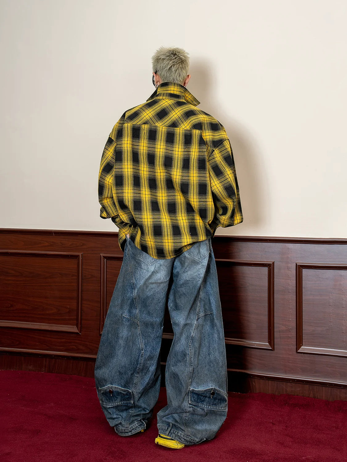 Yellow Plaid Structured Oversized Shirt