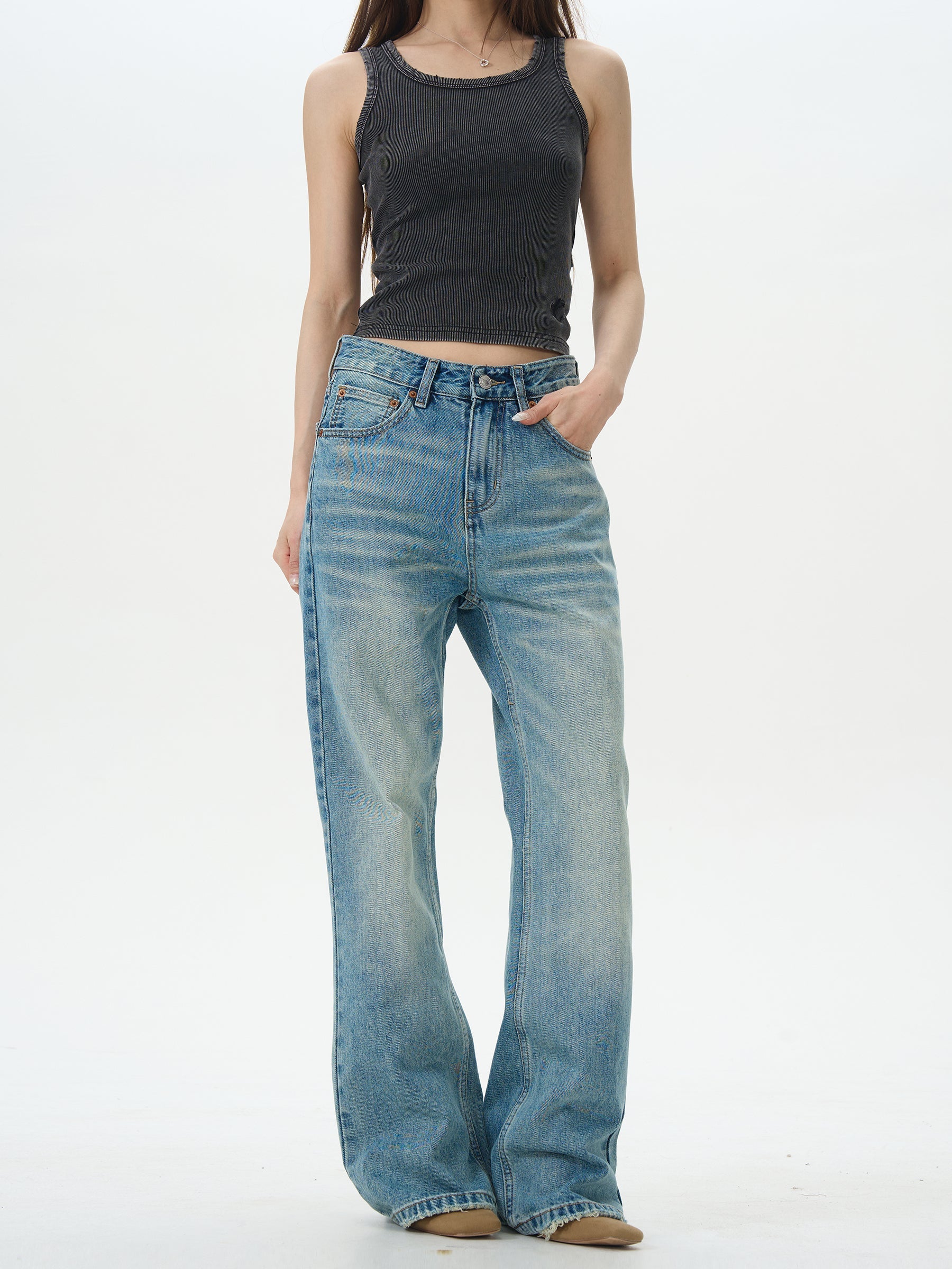 Classic Light Wash Flare Jeans