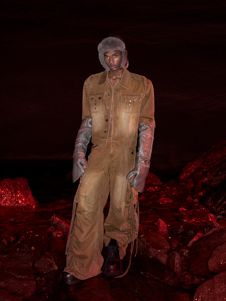 Brown Washed Denim Jacket and Jeans Setup