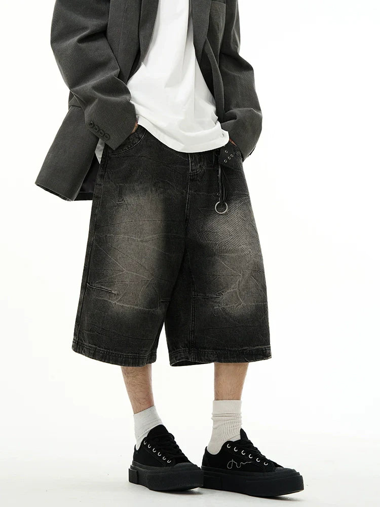 Vintage Wash Wide-Leg Denim Shorts - chiclara