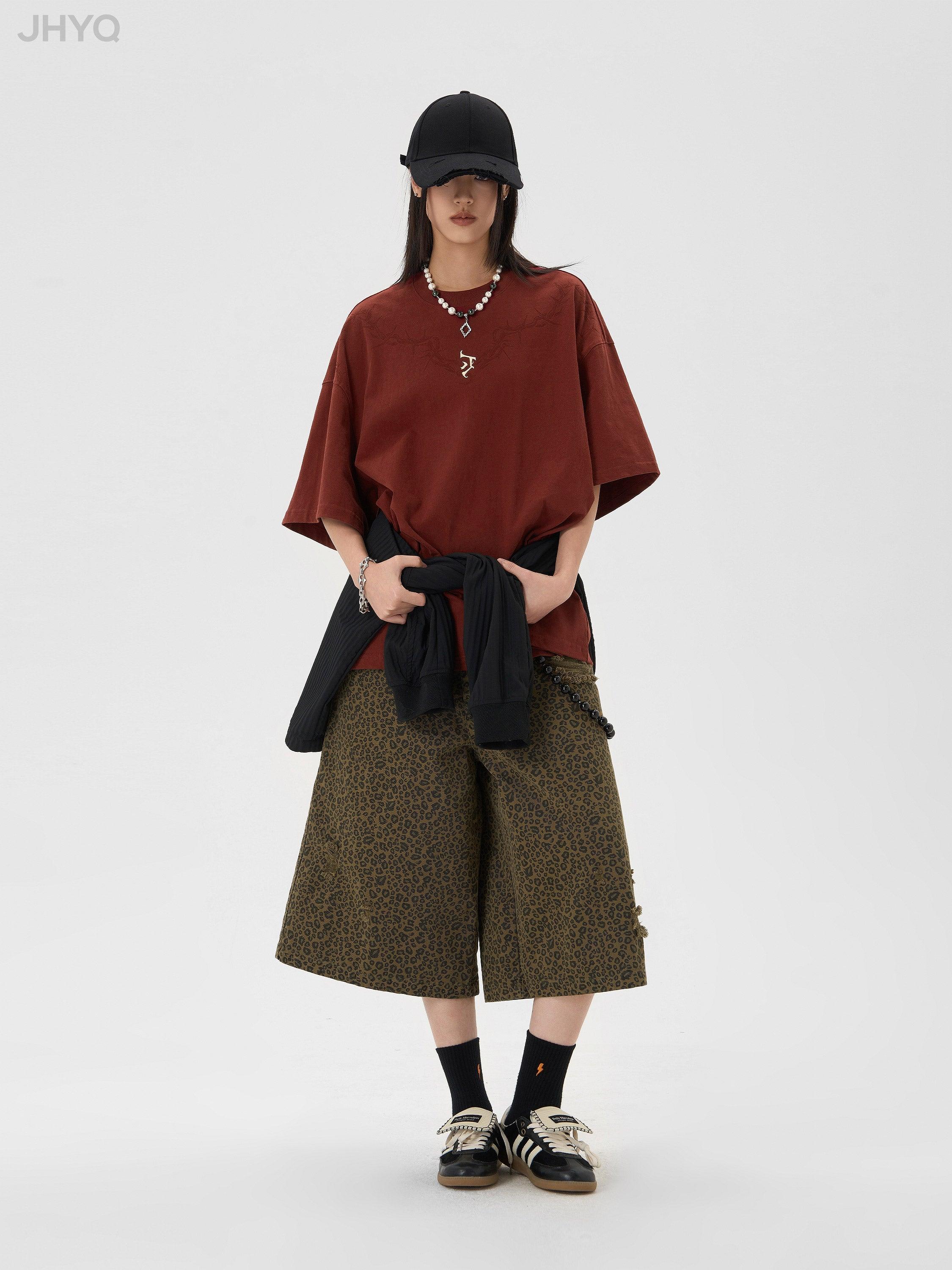 Leopard Print Baggy Shorts for Work - chiclara