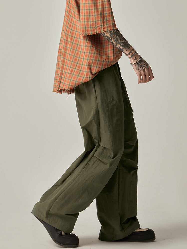 Grey Drawstring Loose Cargo Pants