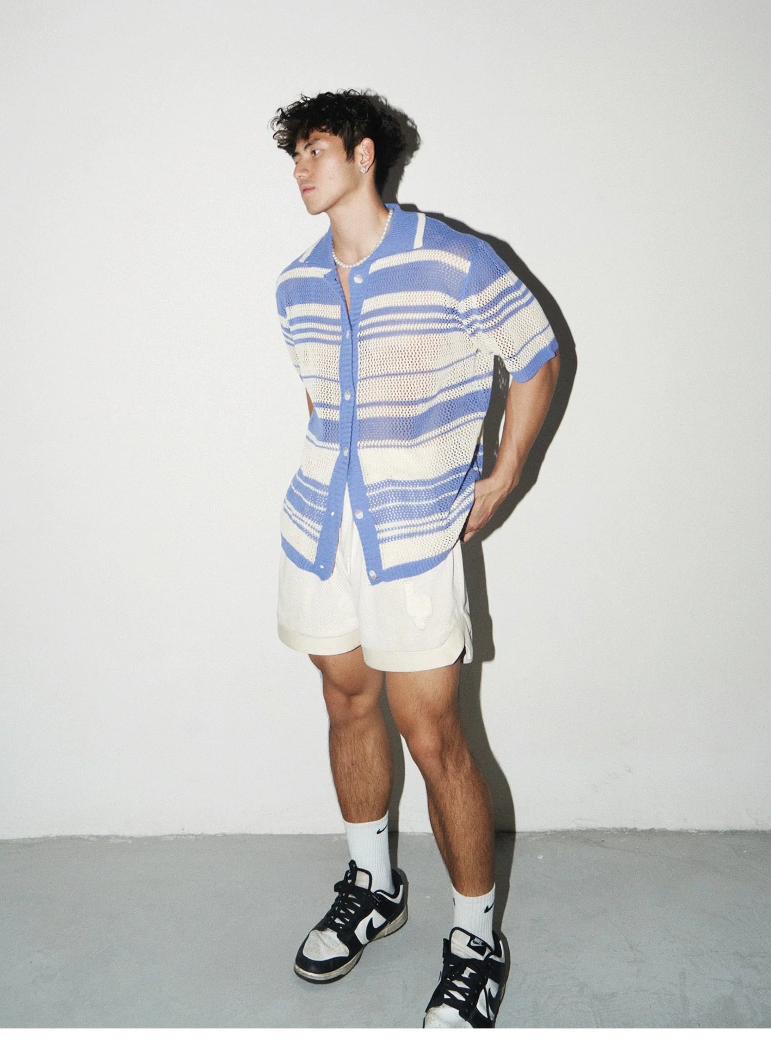 Hollow Out Niche Striped Shirt