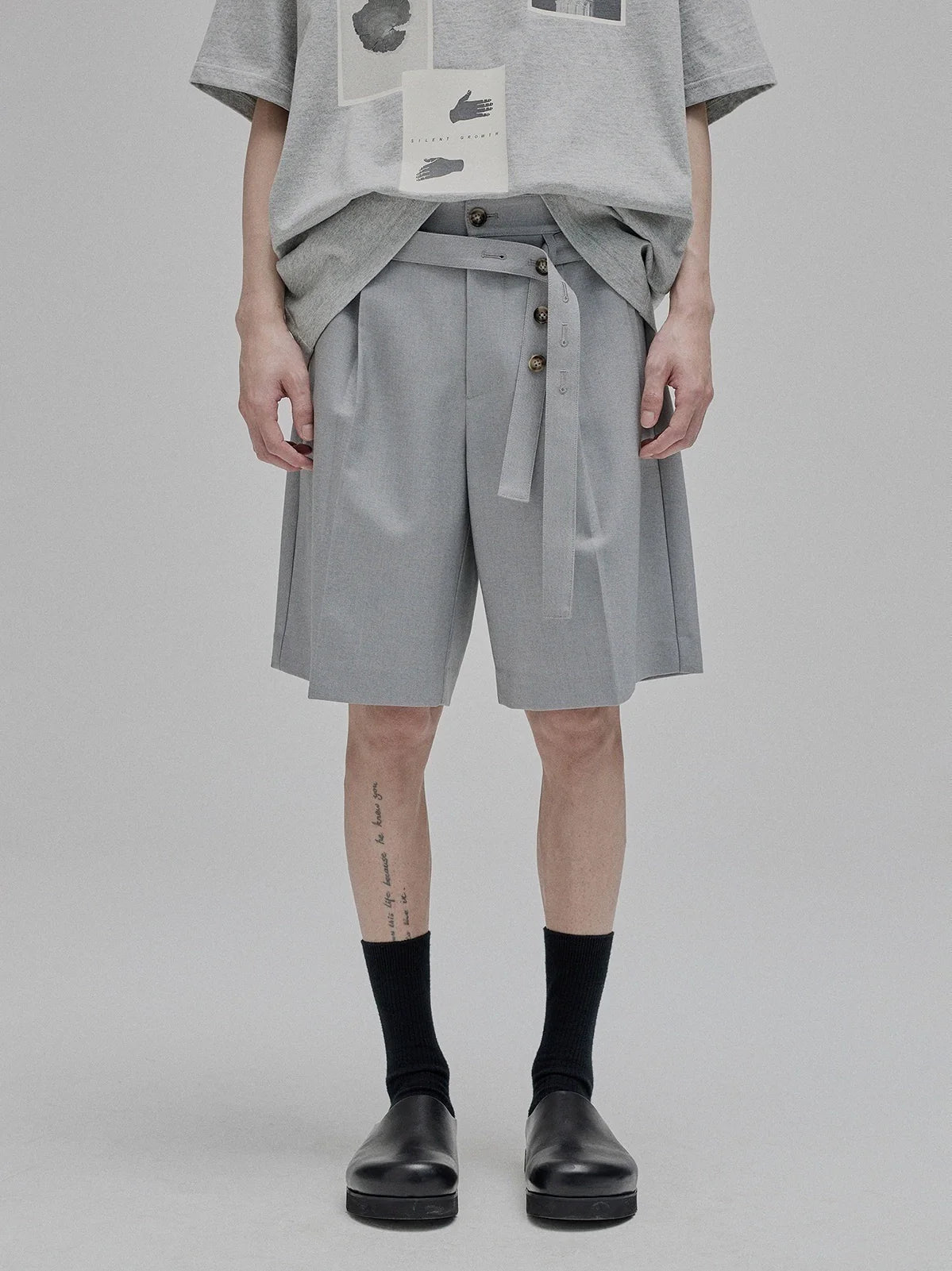 Draped Drawstring Mid-Length Shorts