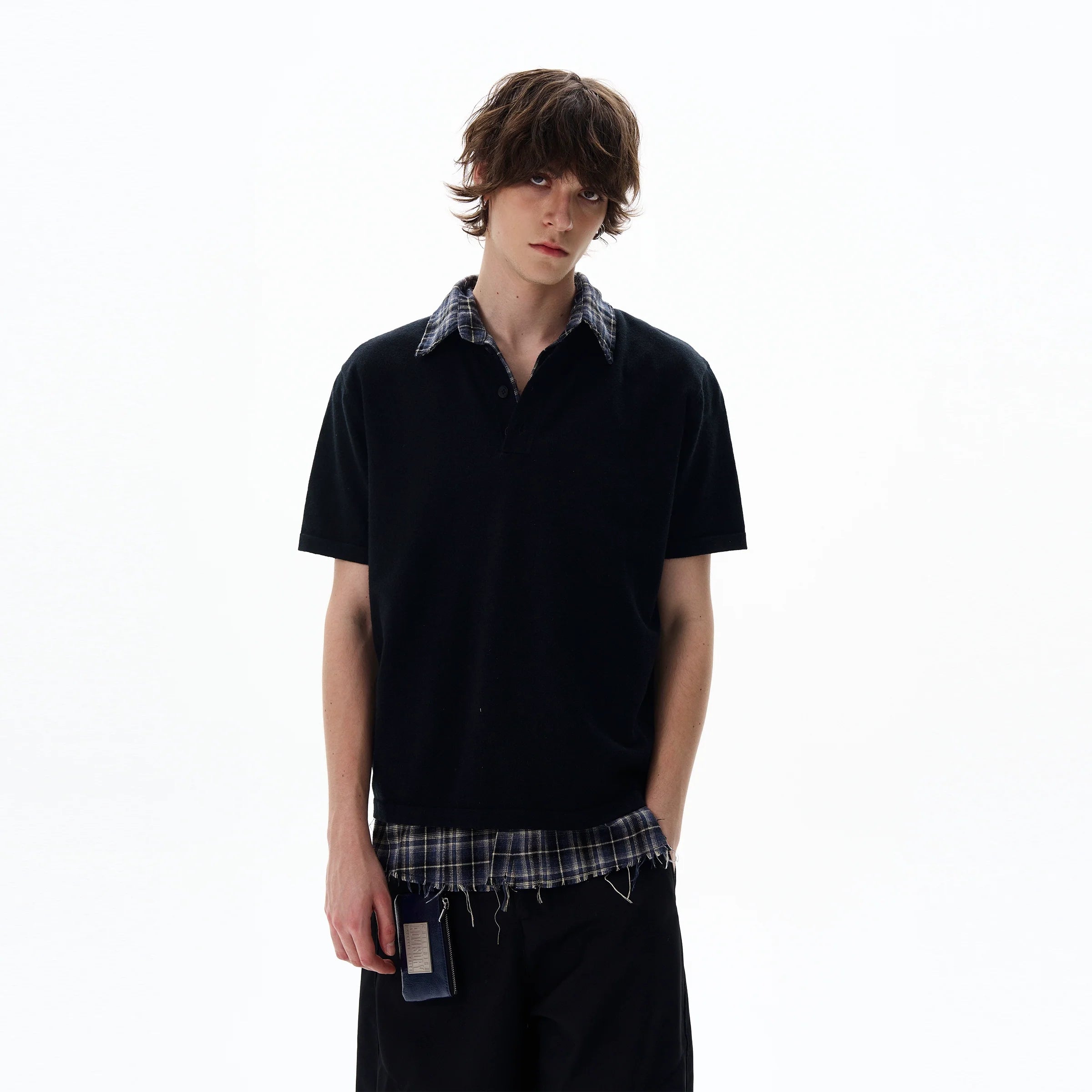Short Sleeve Henley Shirt with Button Placket