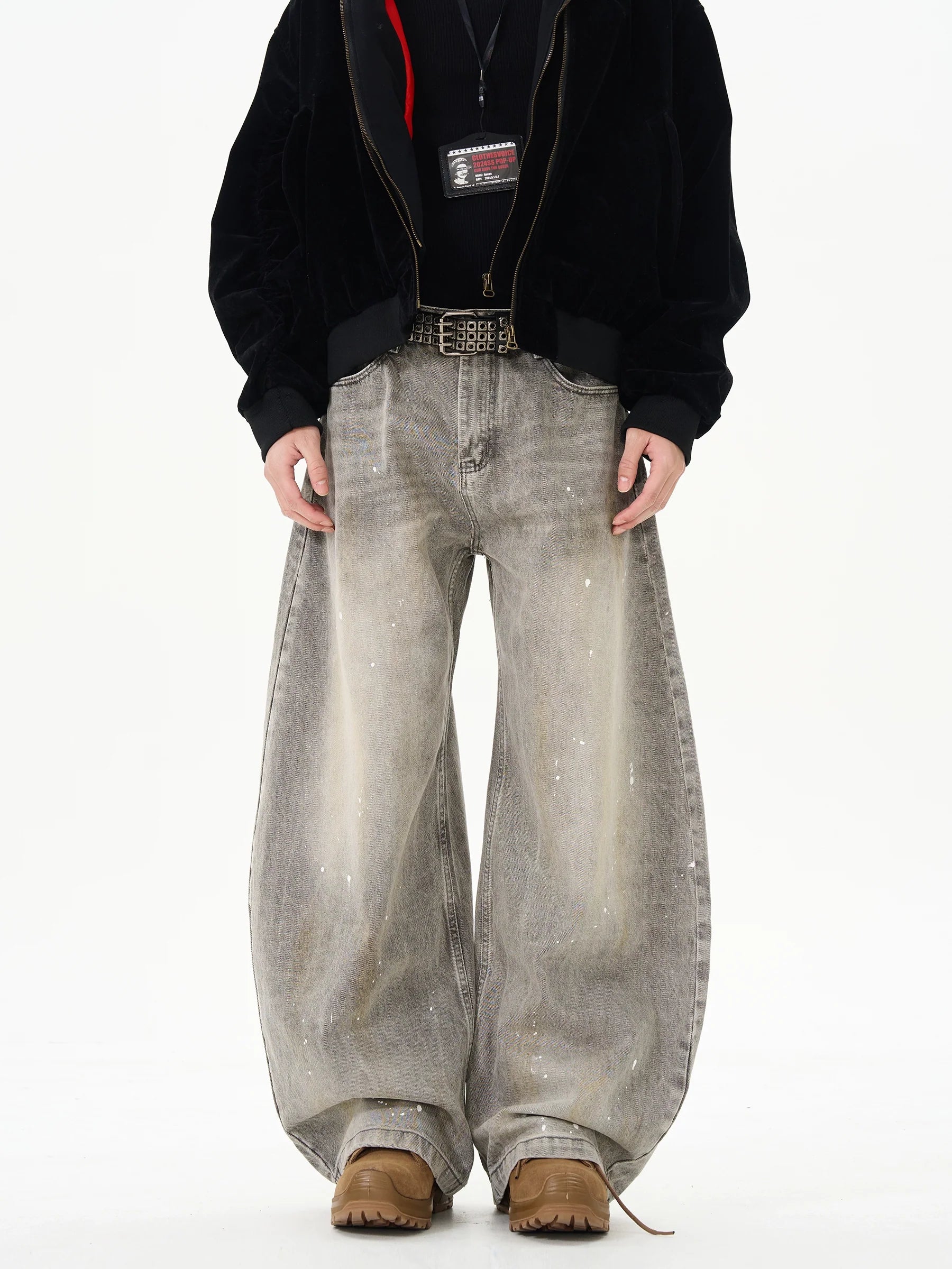 Wide Leg Paint Splatter Jeans