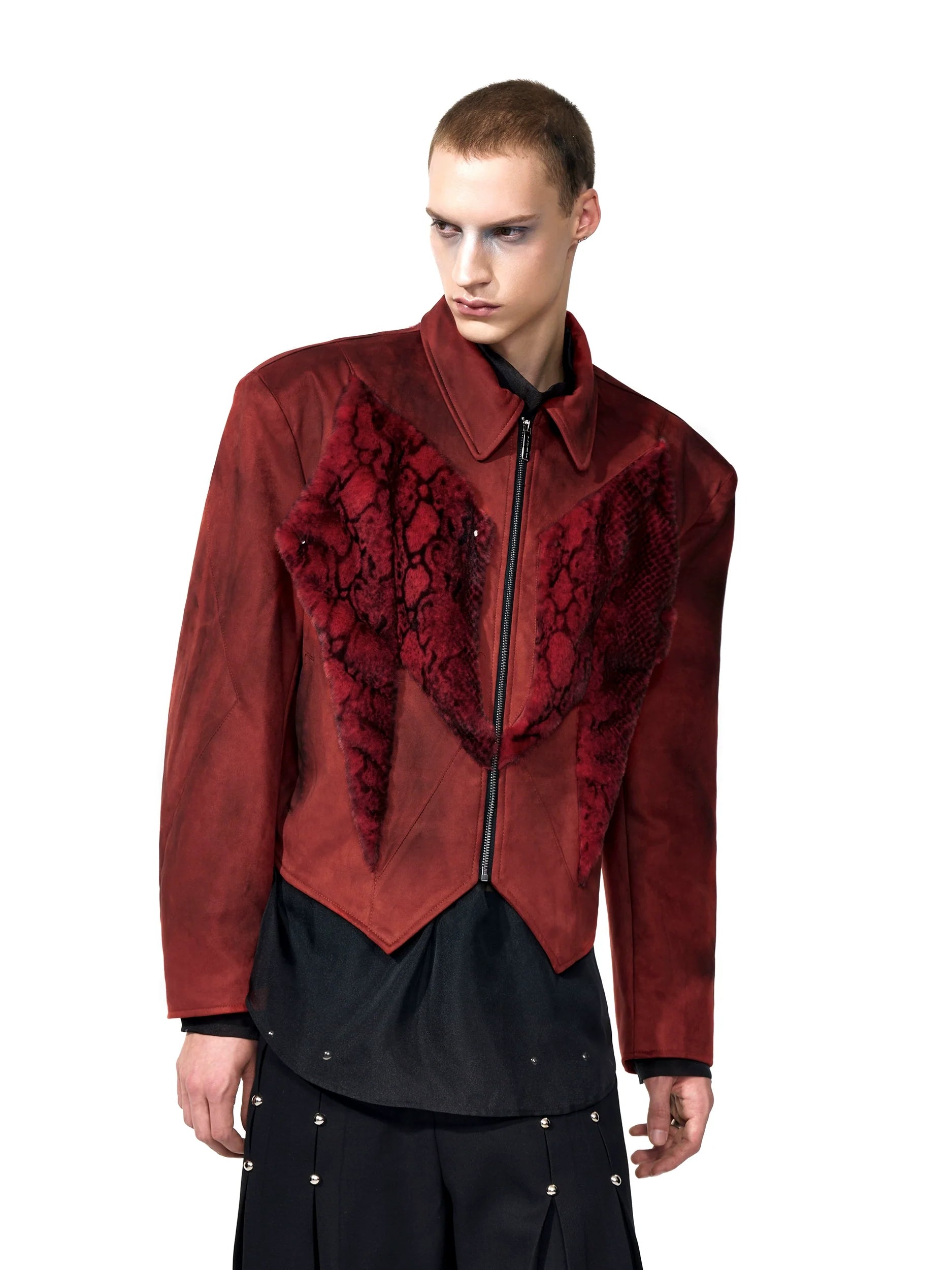 Avant-Garde Textured Cropped Jacket with Zip Front