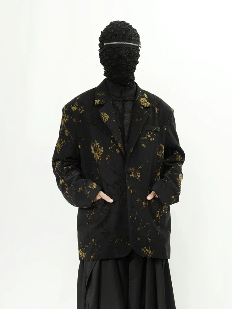 Black Gold Floral Blazer Jacket