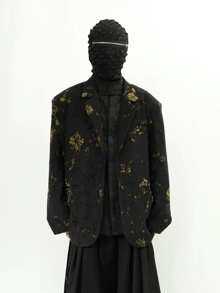 Black Gold Floral Blazer Jacket