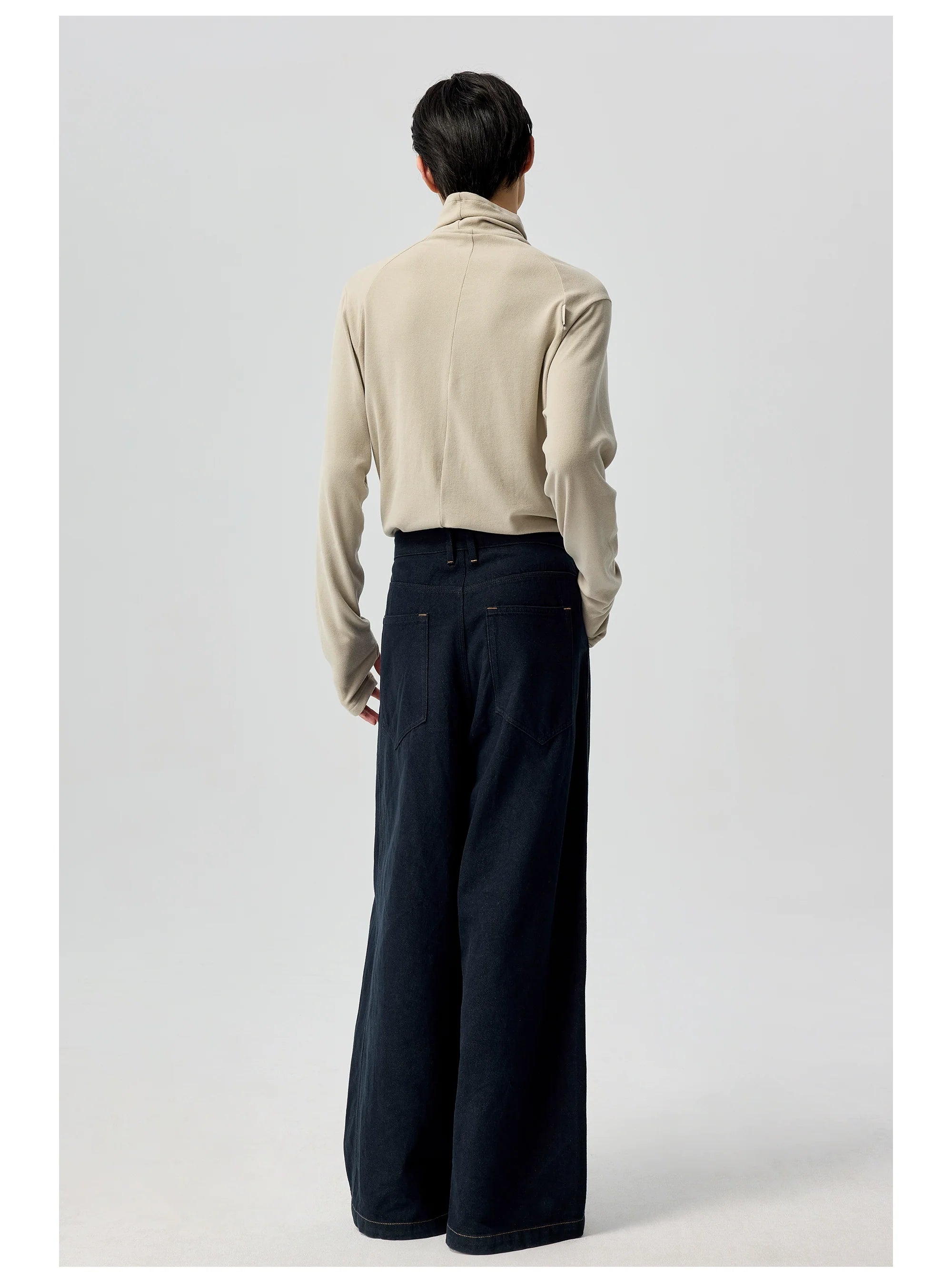 Deep Blue Wide Leg Denim Pants