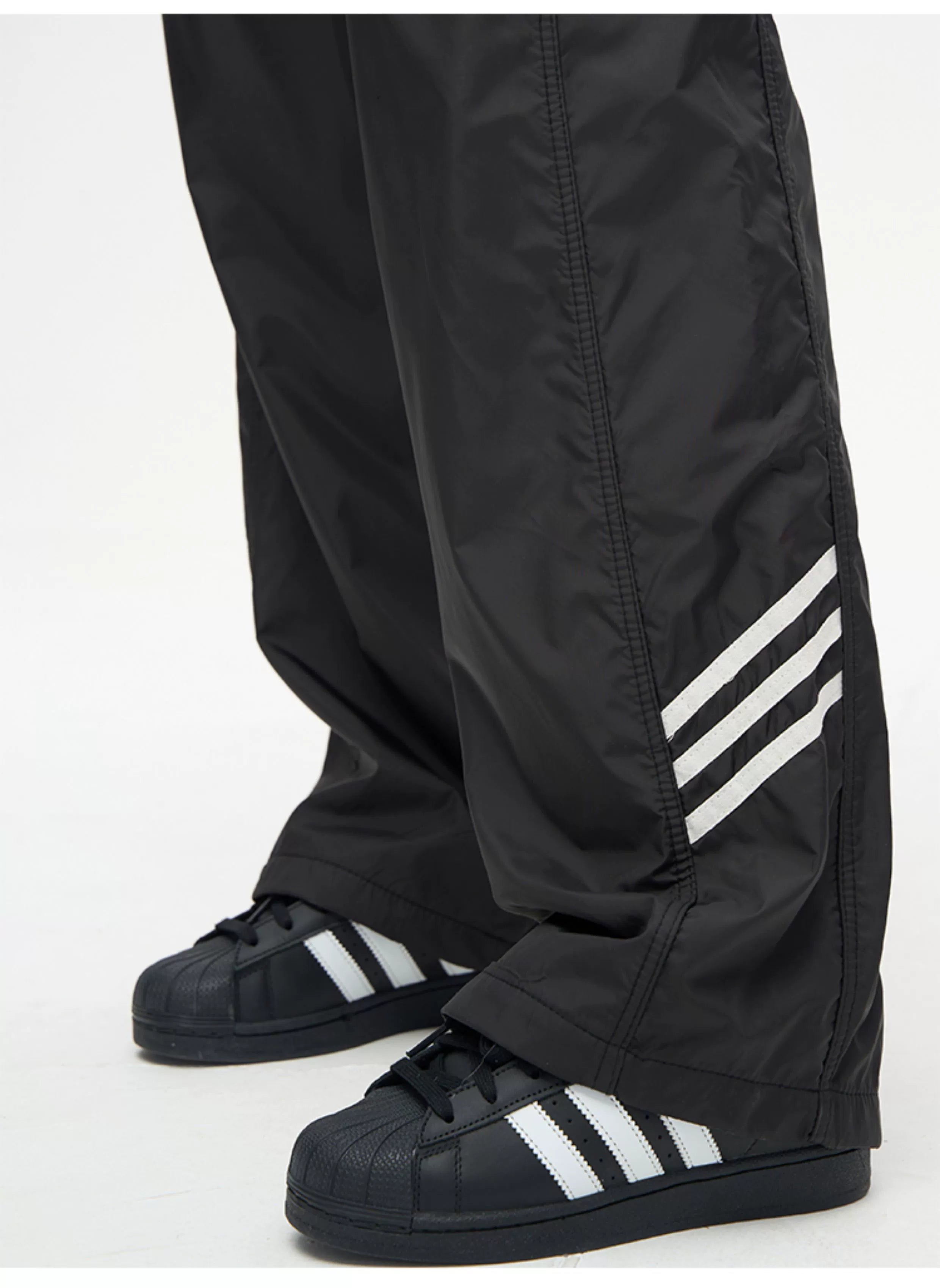 Wide-Leg Track Pants with Side Stripes