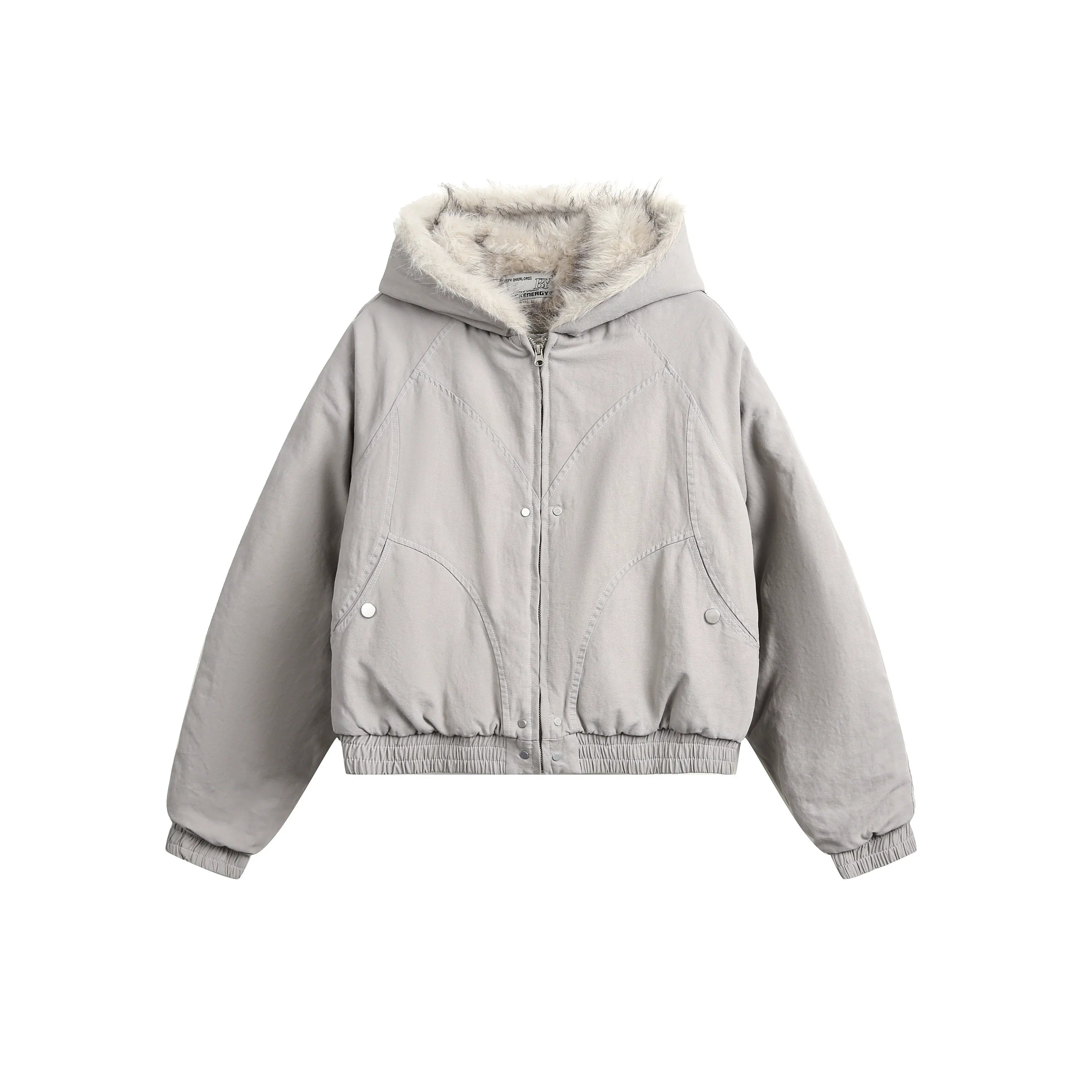 Fake Faux Fur Hood Bomber Jacket