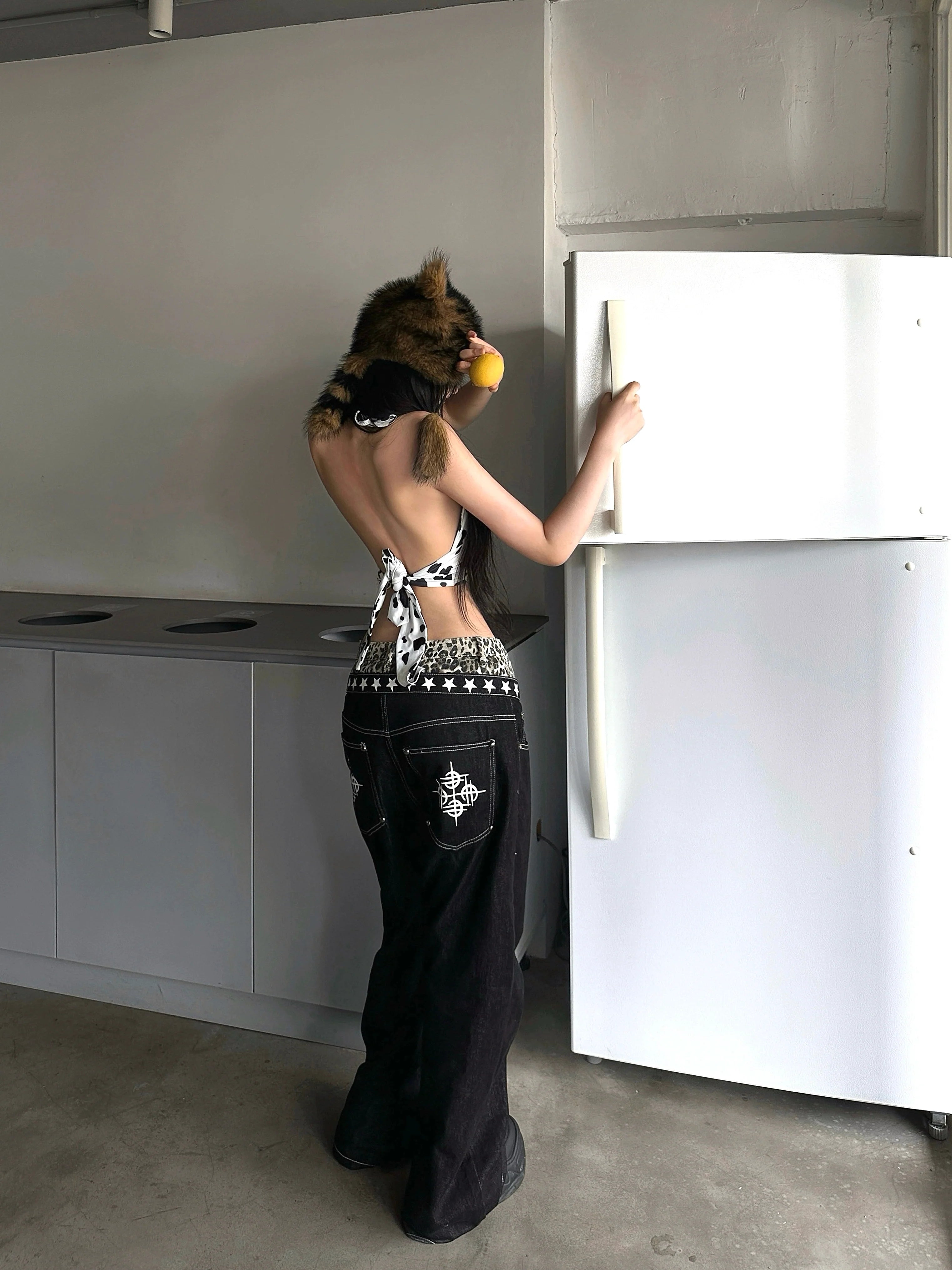 RogueStellar Lace-Up Wide Jeans