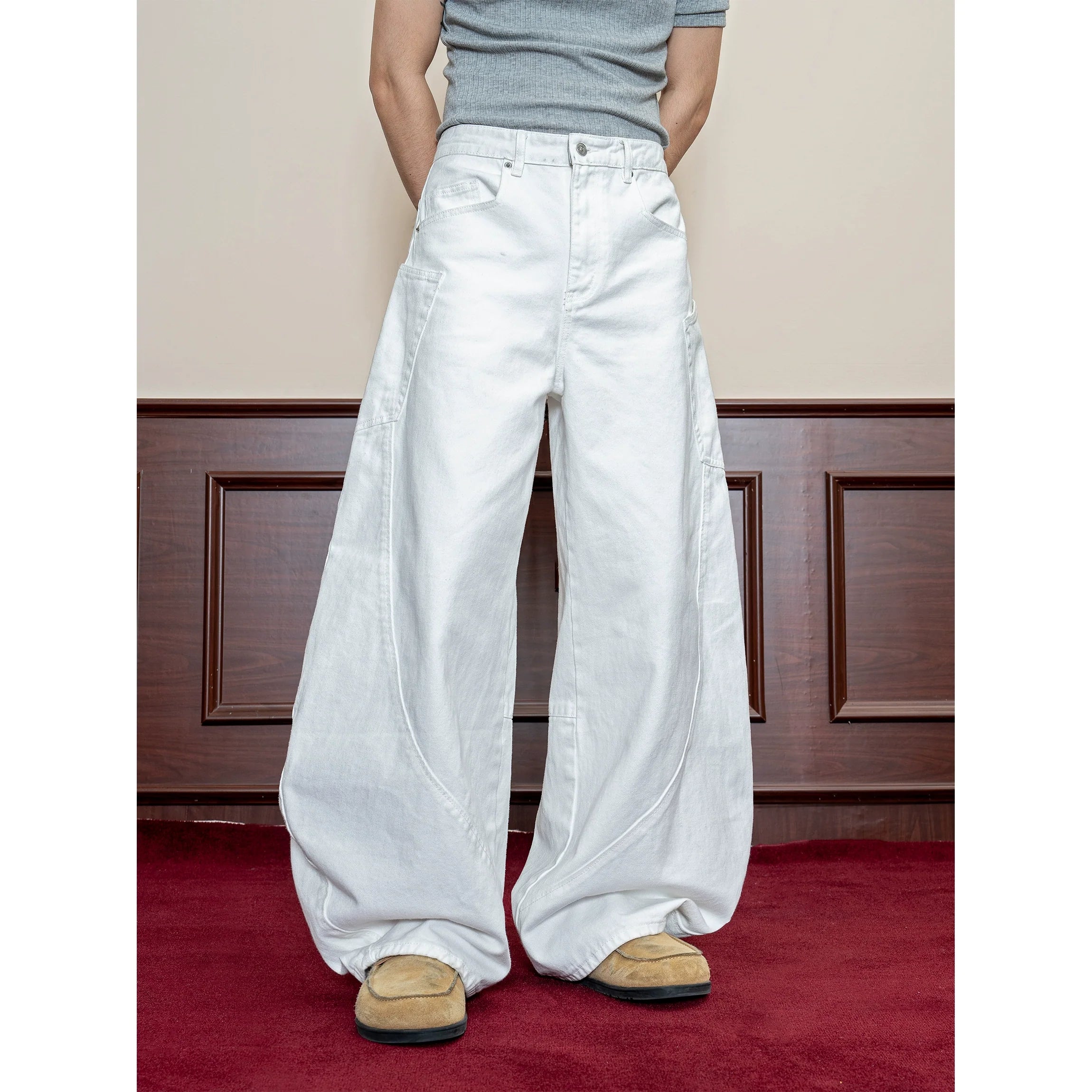 Wide Leg White Denim Jeans