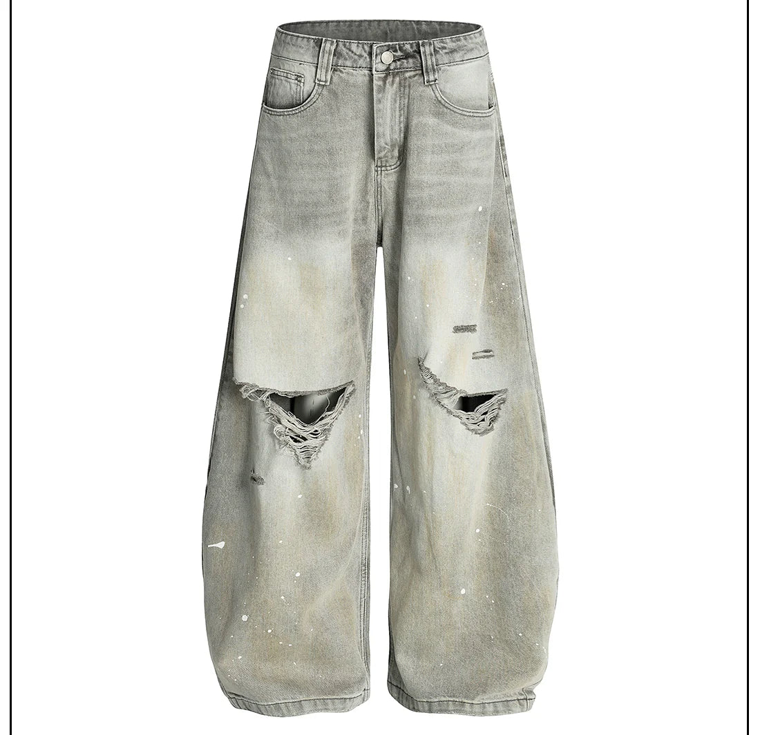Wide Leg Paint Splatter Jeans