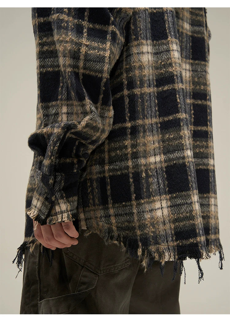 Plaid Flannel Hoodie with Cat Ears