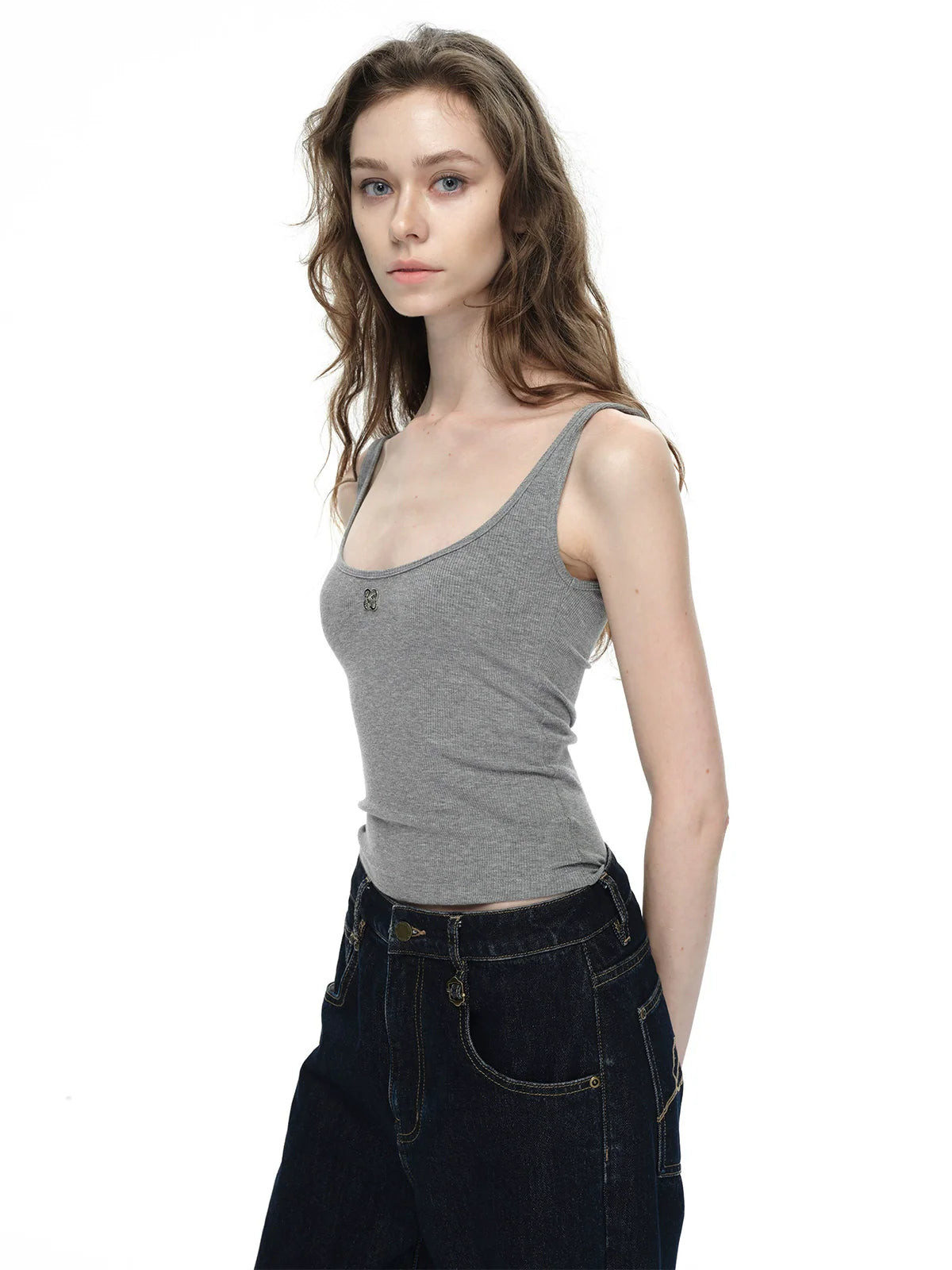 Metallic Plunge Tank Top