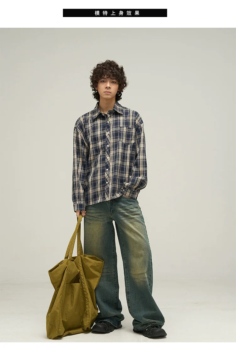 Oversized Plaid Full Button Shirt