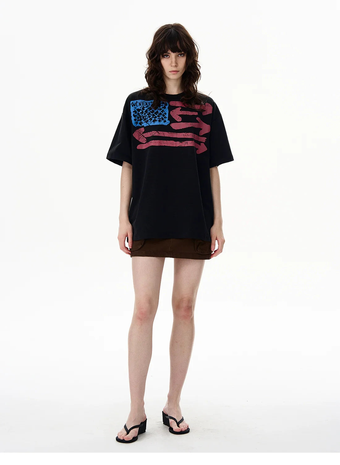 Vintage Flag Graphic Oversized T-Shirt