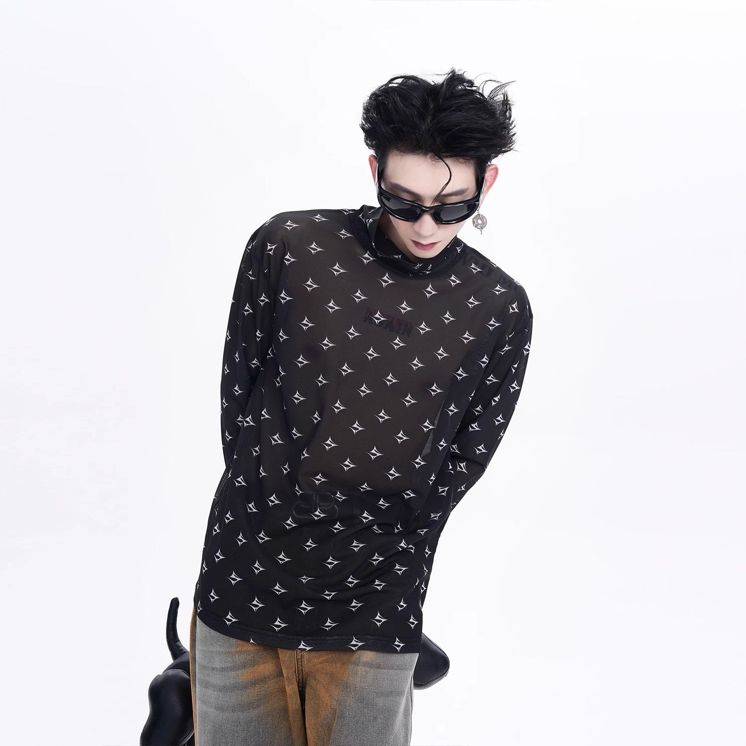 Sheer High Neck T-Shirt