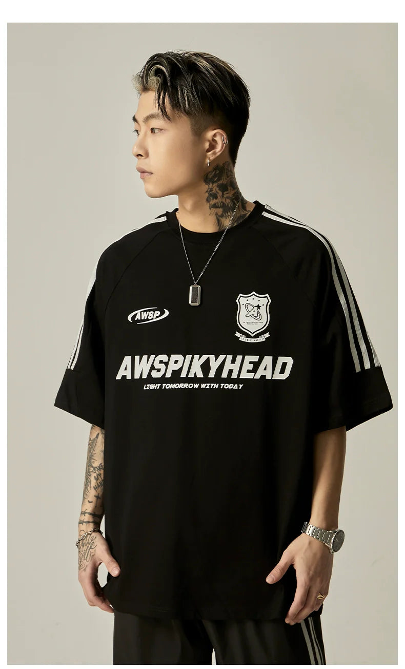 Oversized Grey Athletic Logo T-Shirt