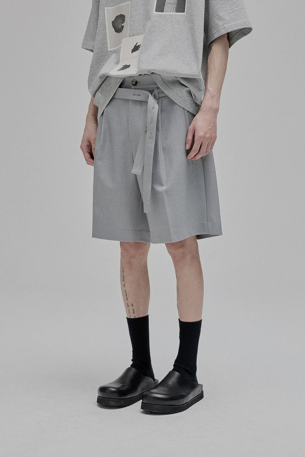 Draped Drawstring Mid-Length Shorts