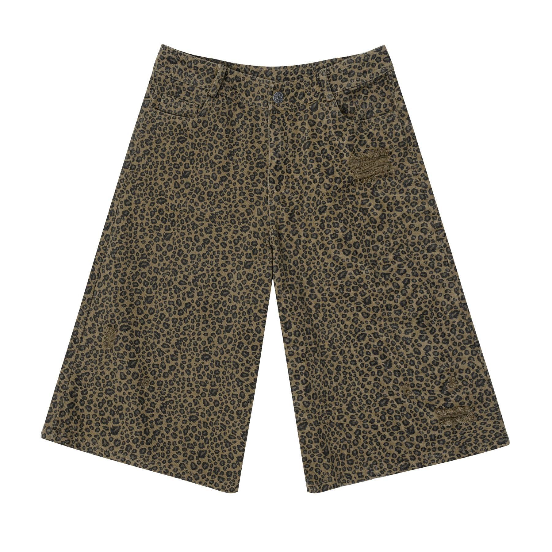Leopard Print Baggy Shorts for Work - chiclara