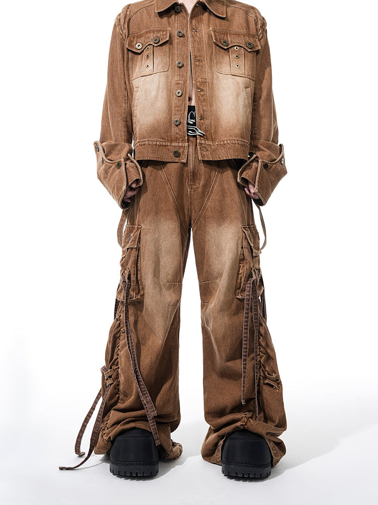 Brown Washed Denim Jacket and Jeans Setup