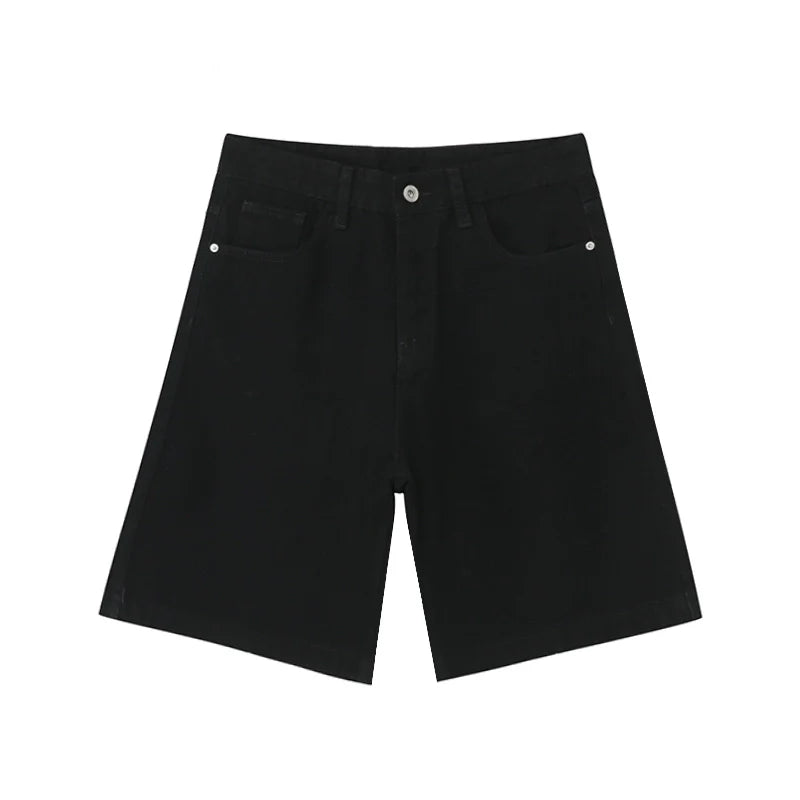 Faded Denim Shorts with Distressed Wash