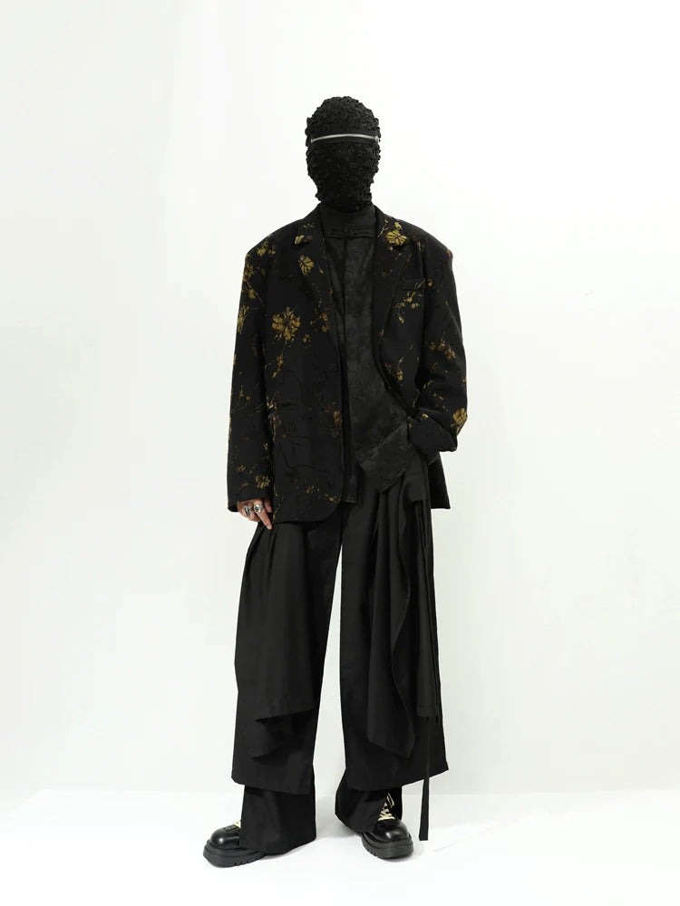 Black Gold Floral Blazer Jacket