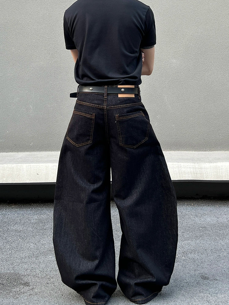 Urban Script Baggy Jeans with Contrast Stitching
