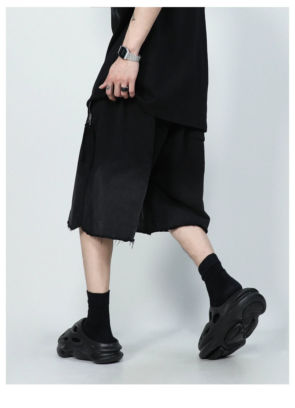 Raw Edge Fade Sweat Shorts